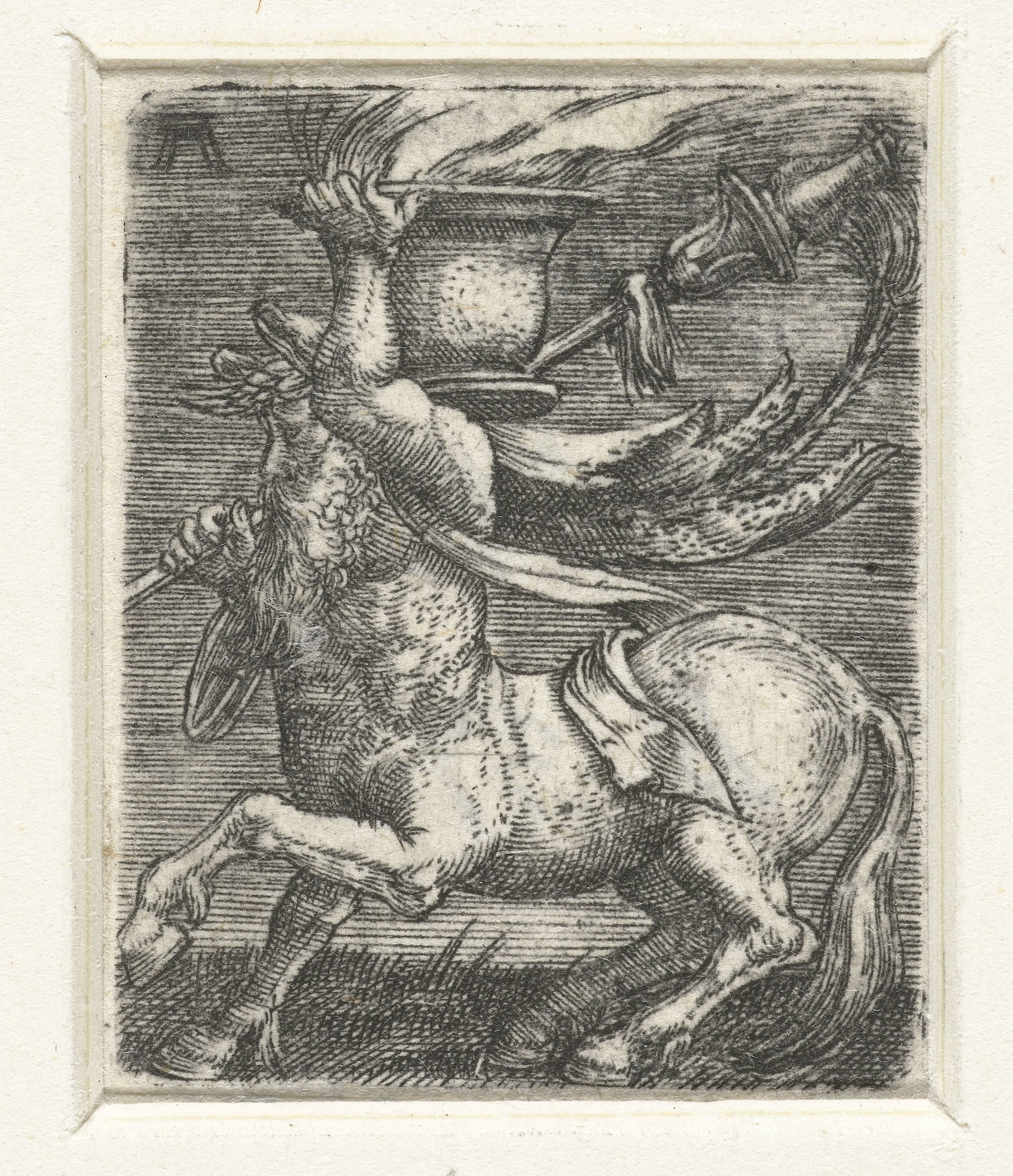 Centaur draagt een pot met vuur