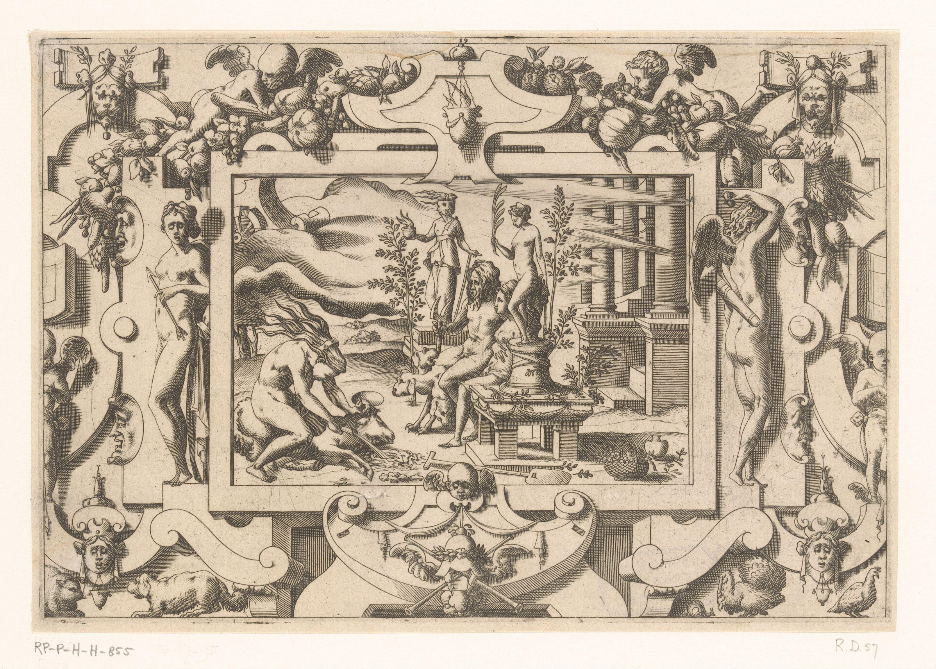 Medea offert een ram voor het altaar van Hecate en Hebe in het bijzijn van Proserpina en Pluto