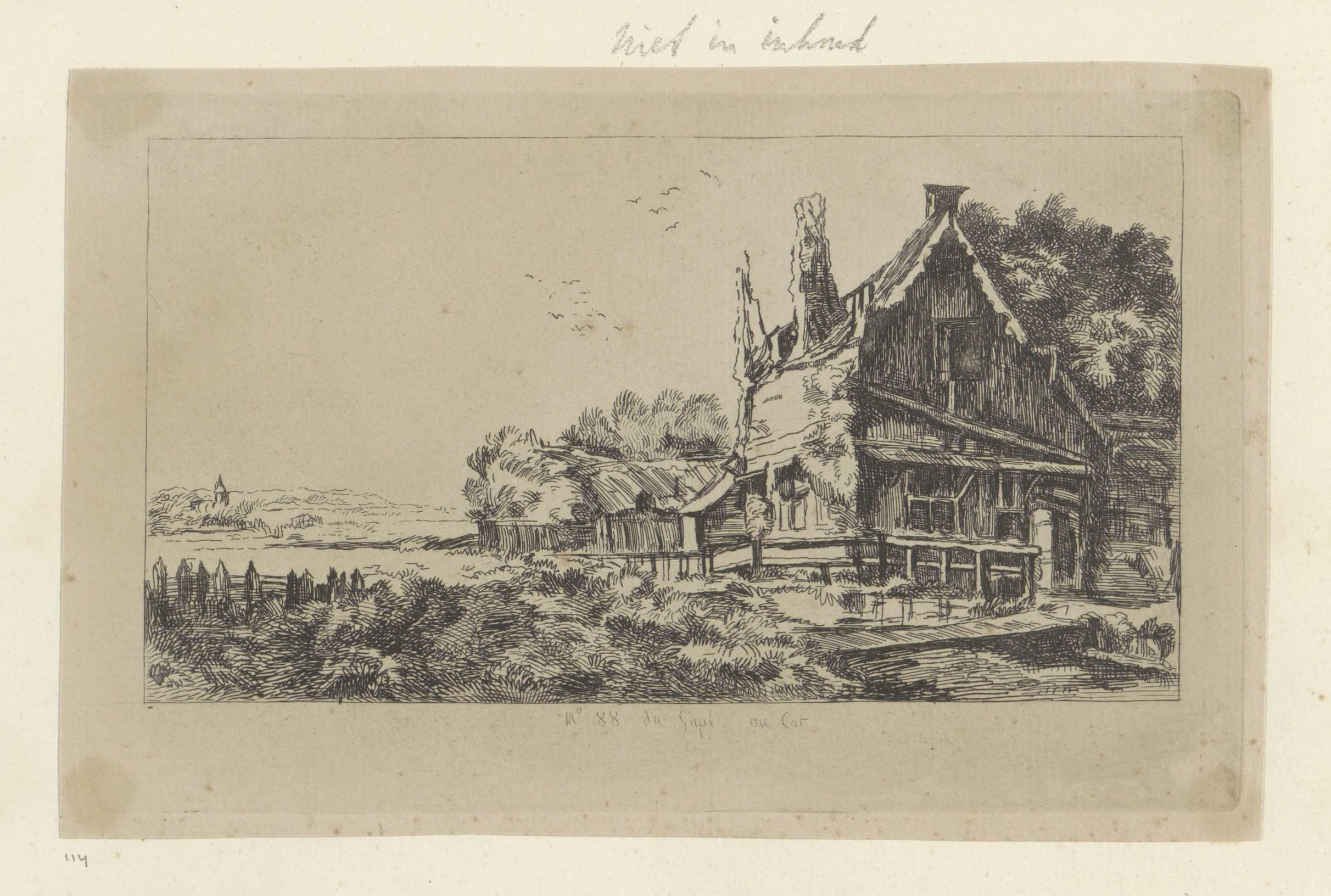 Landschap met het huis met drie schoorstenen