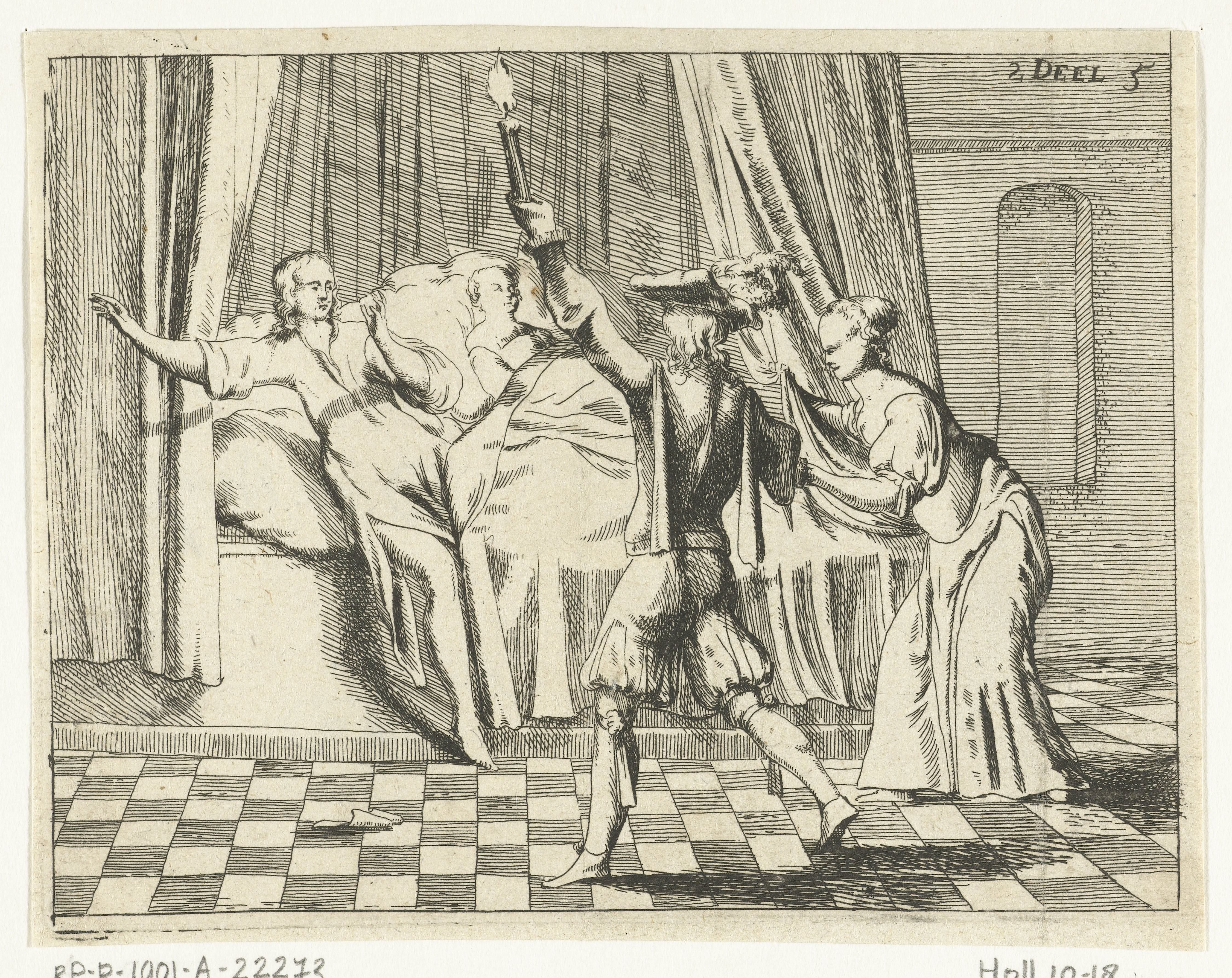 Gusman d'Alfarache bij bed met dames