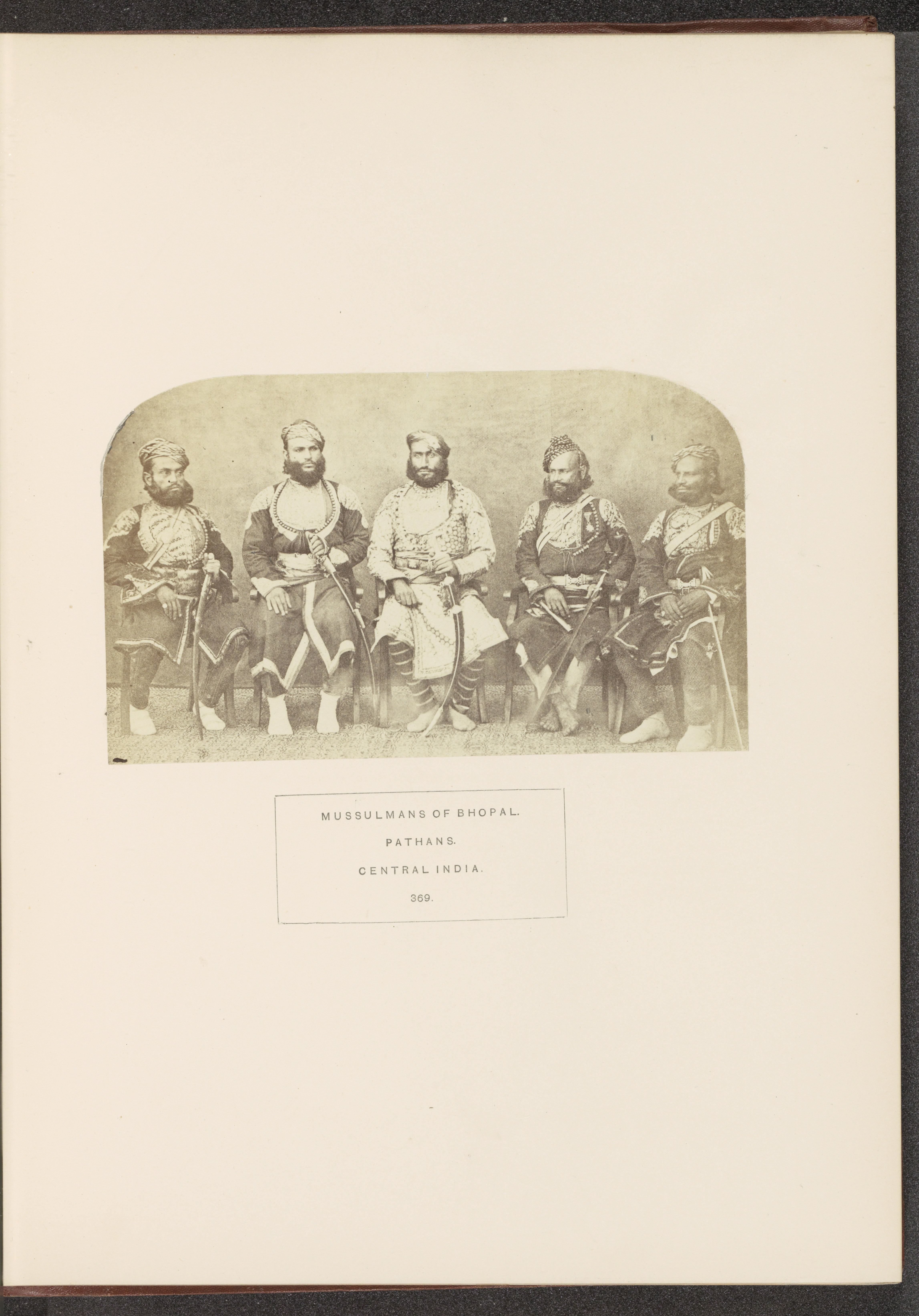 Portrait of five officers in the service of Begum Sultan Shah Jahan of Bhopal, Madhya Pradesh, India