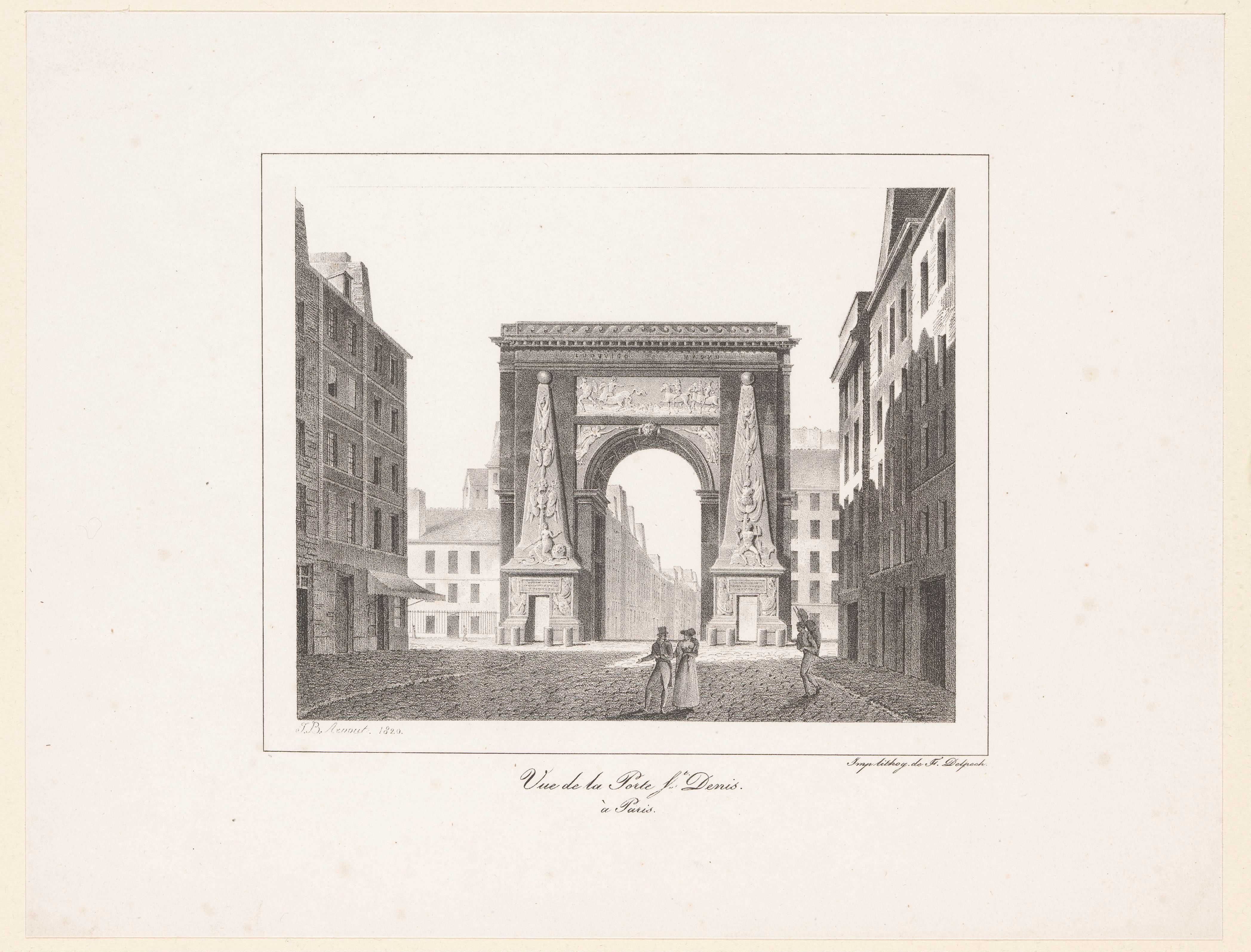 Zicht op de Porte Saint-Denis in Parijs