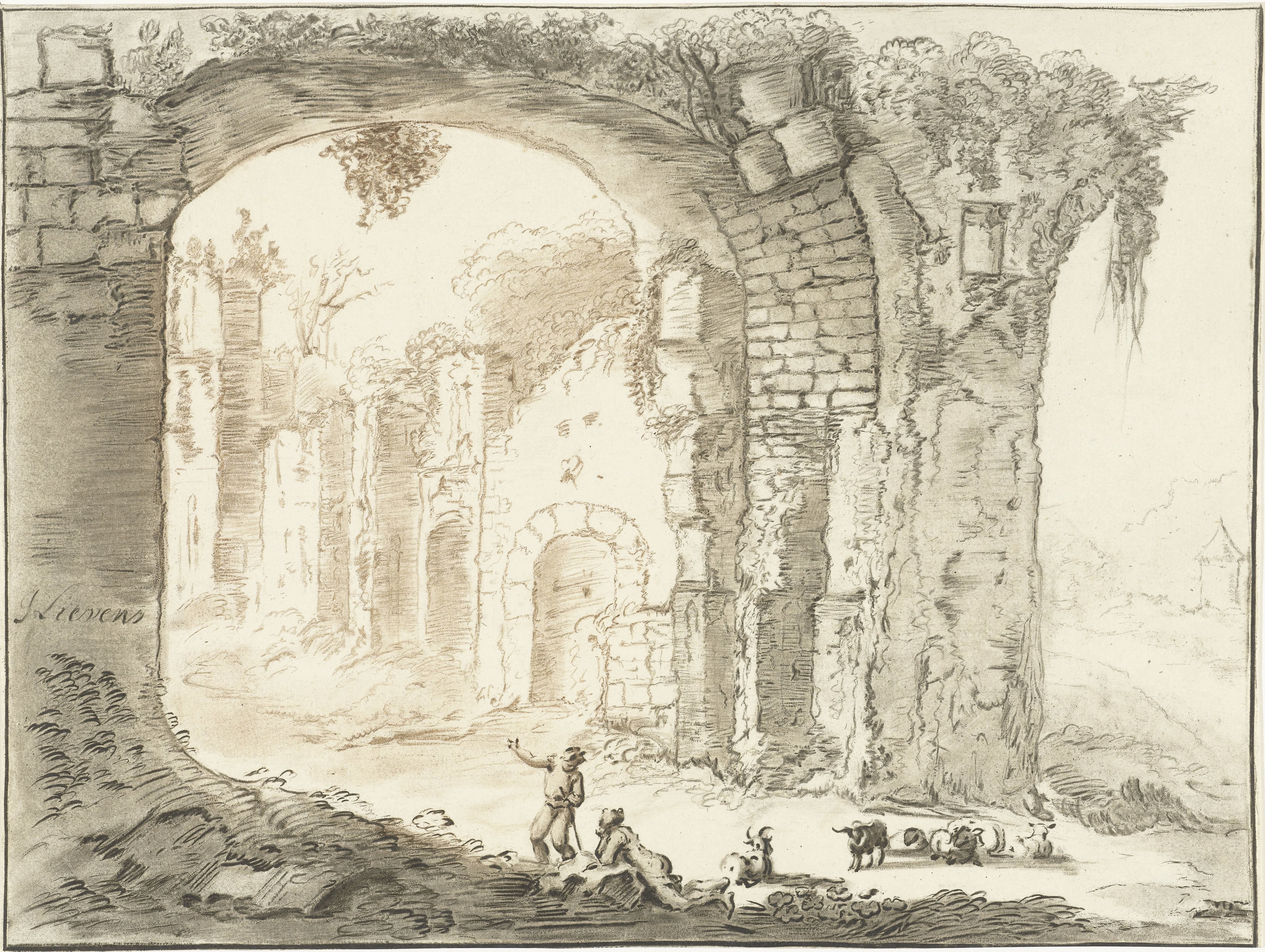 Landschap met ruïne