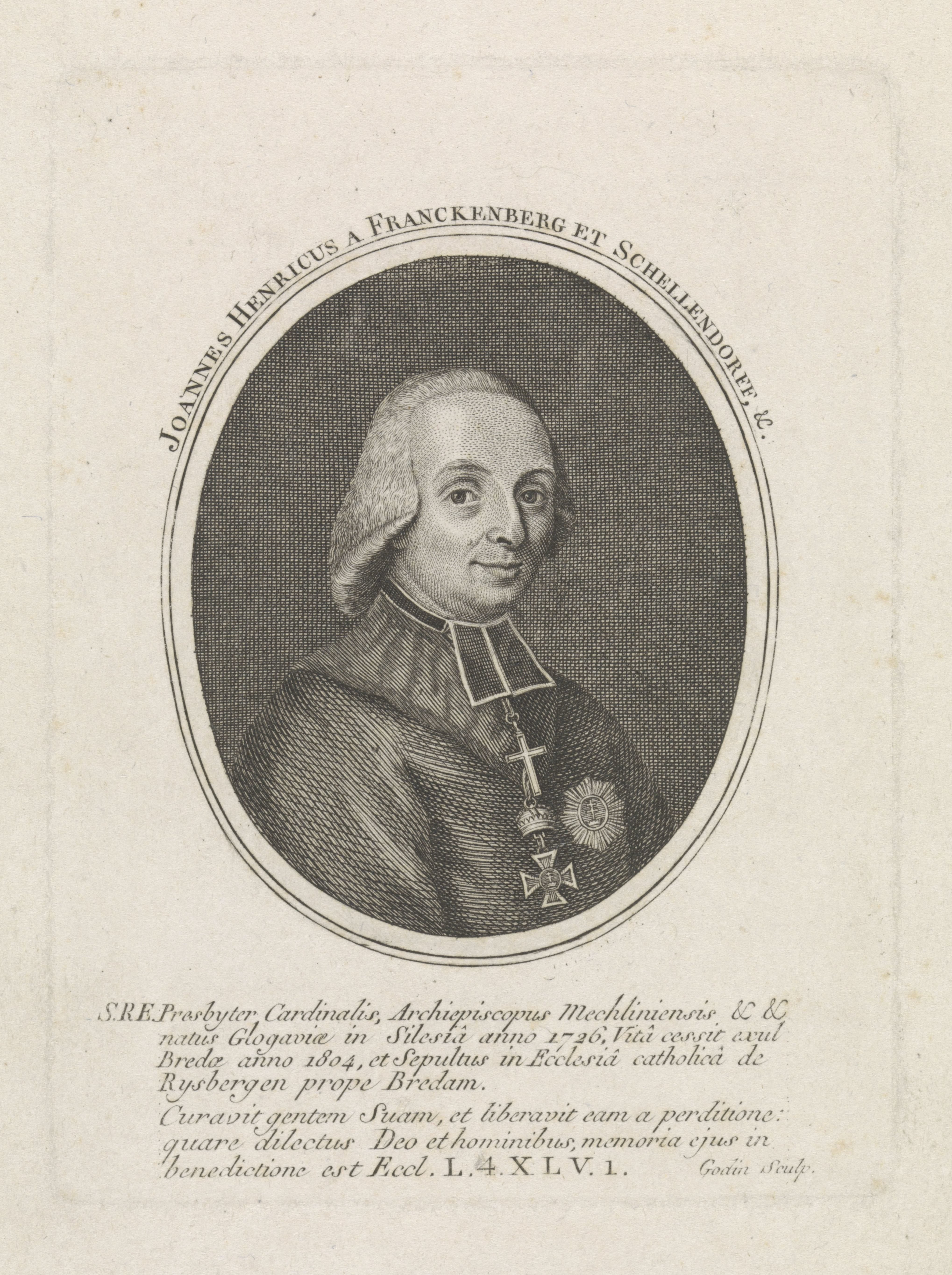 Portret van Johannes Henricus, graaf van Franckenberg en aartsbisschop van Mechelen
