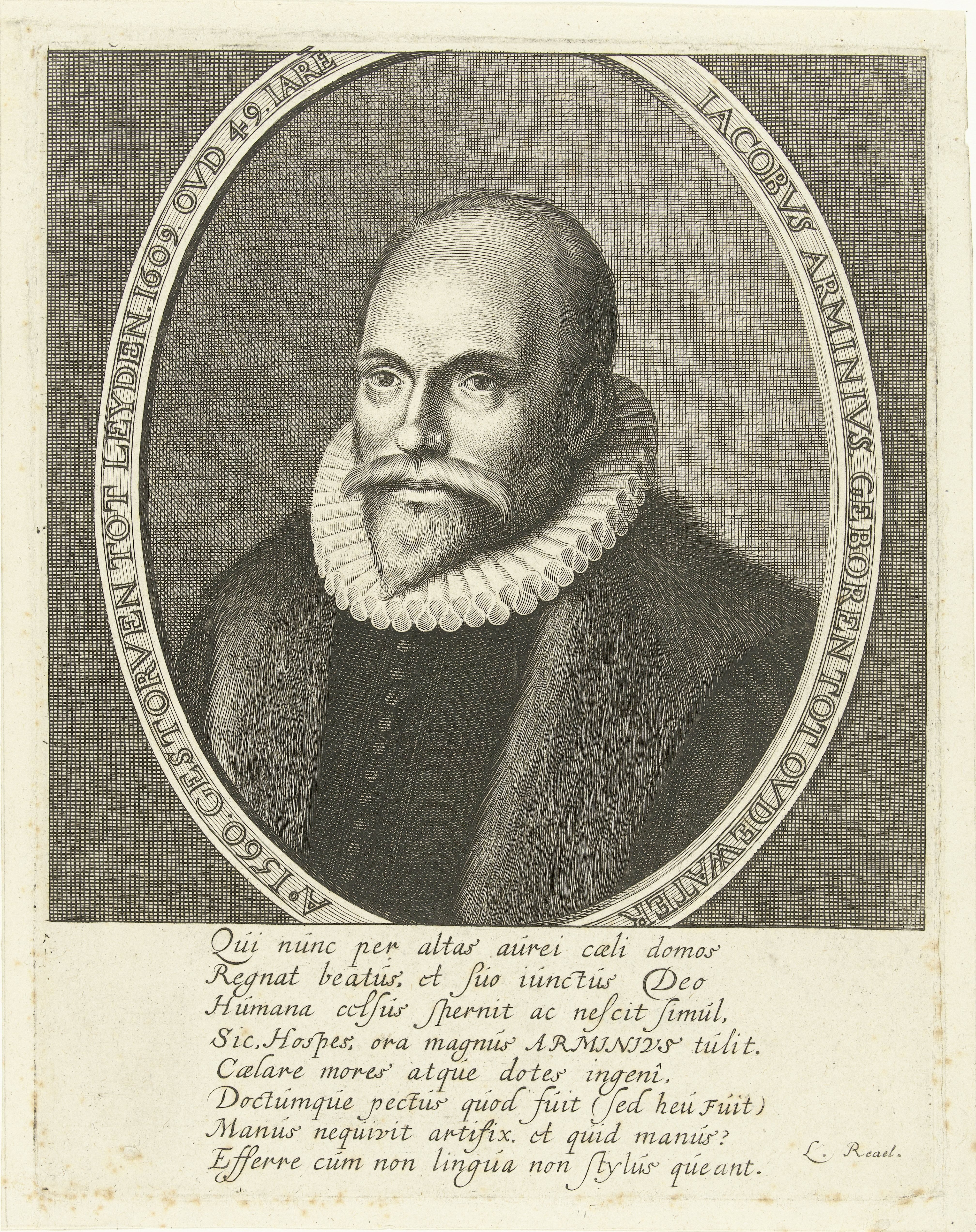 Portret van Jacob Arminius op 49-jarige leeftijd