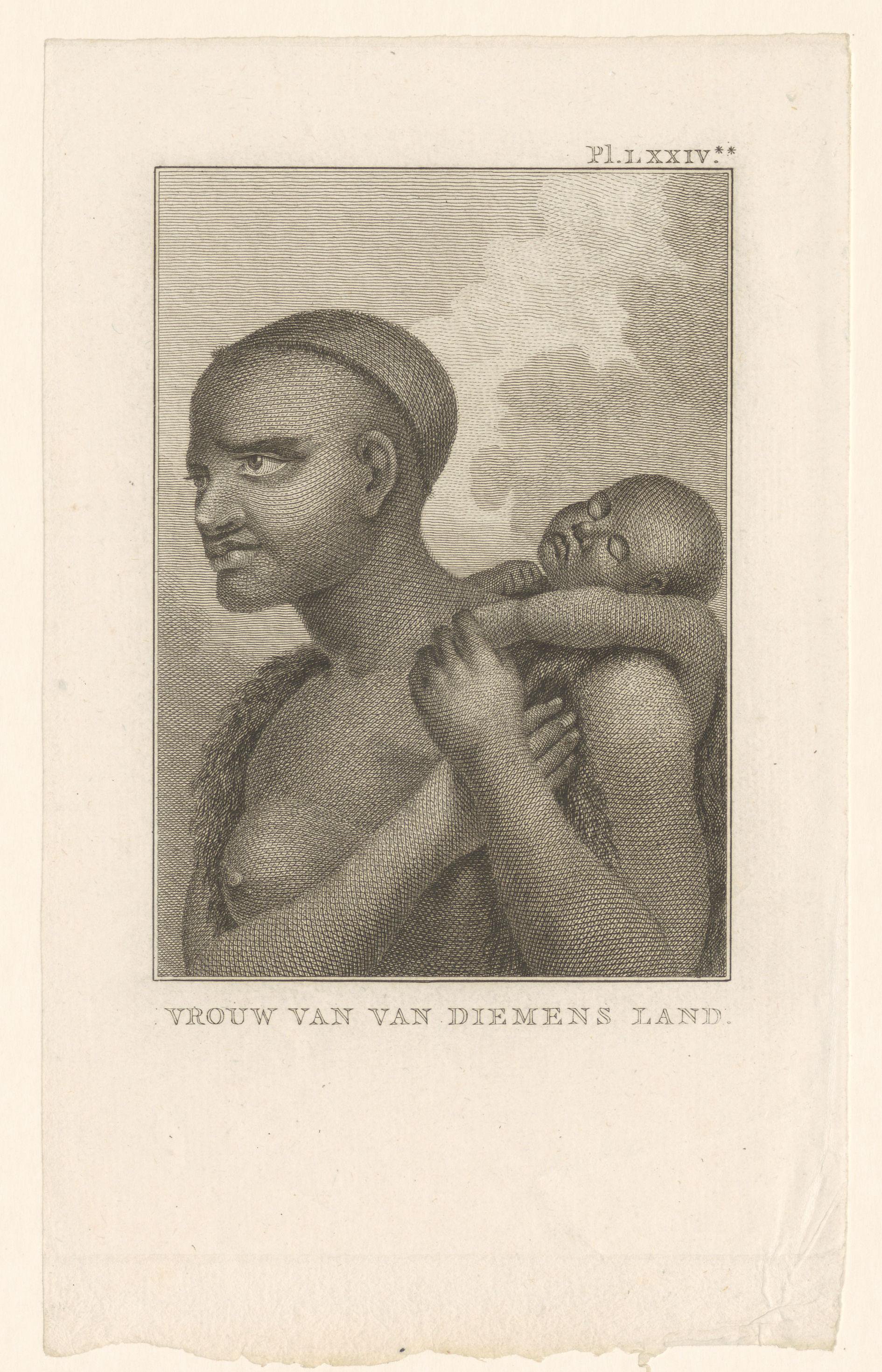 Portret van een onbekende vrouw met kind afkomstig uit Tasmanïe