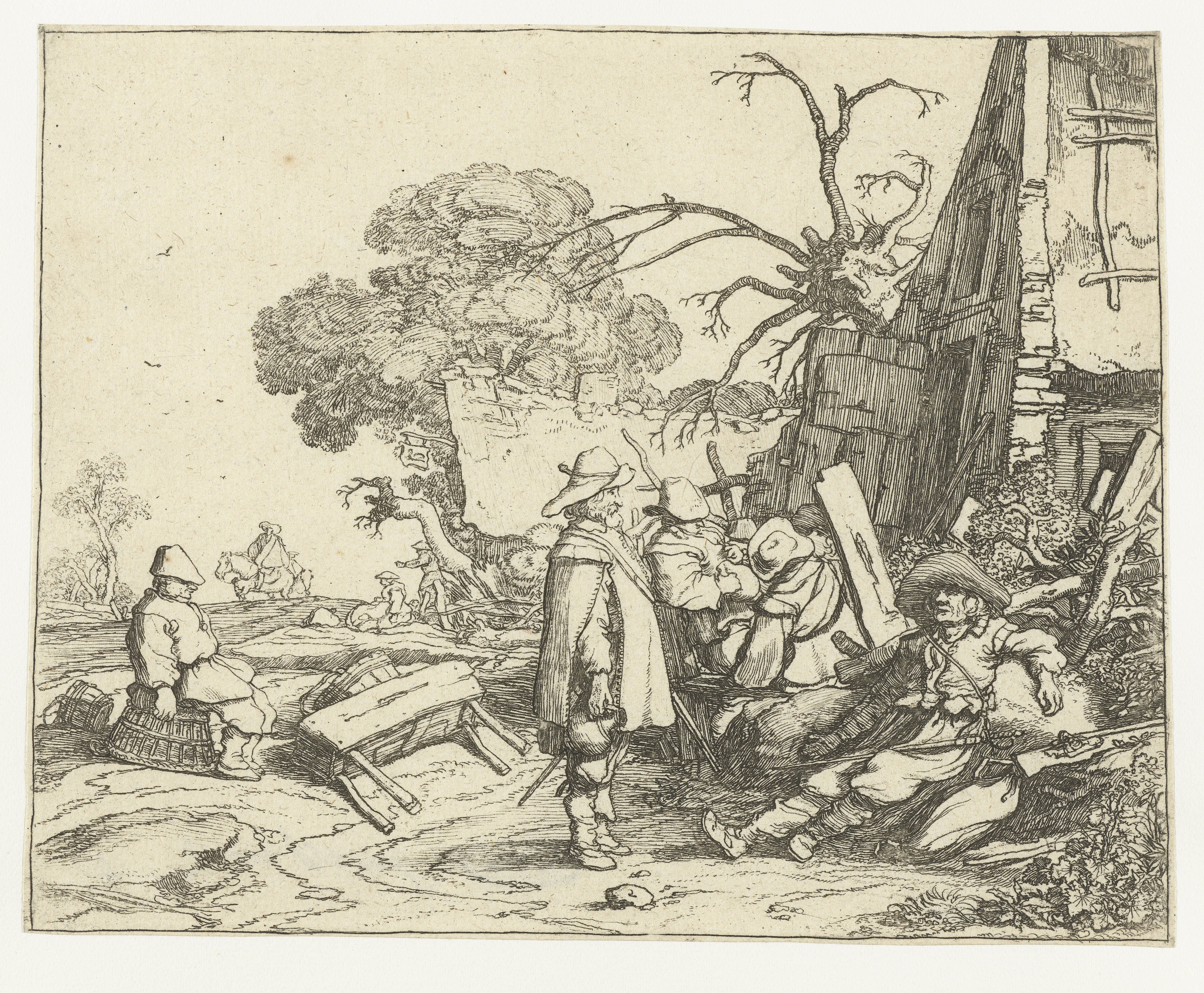 Landschap met soldaten