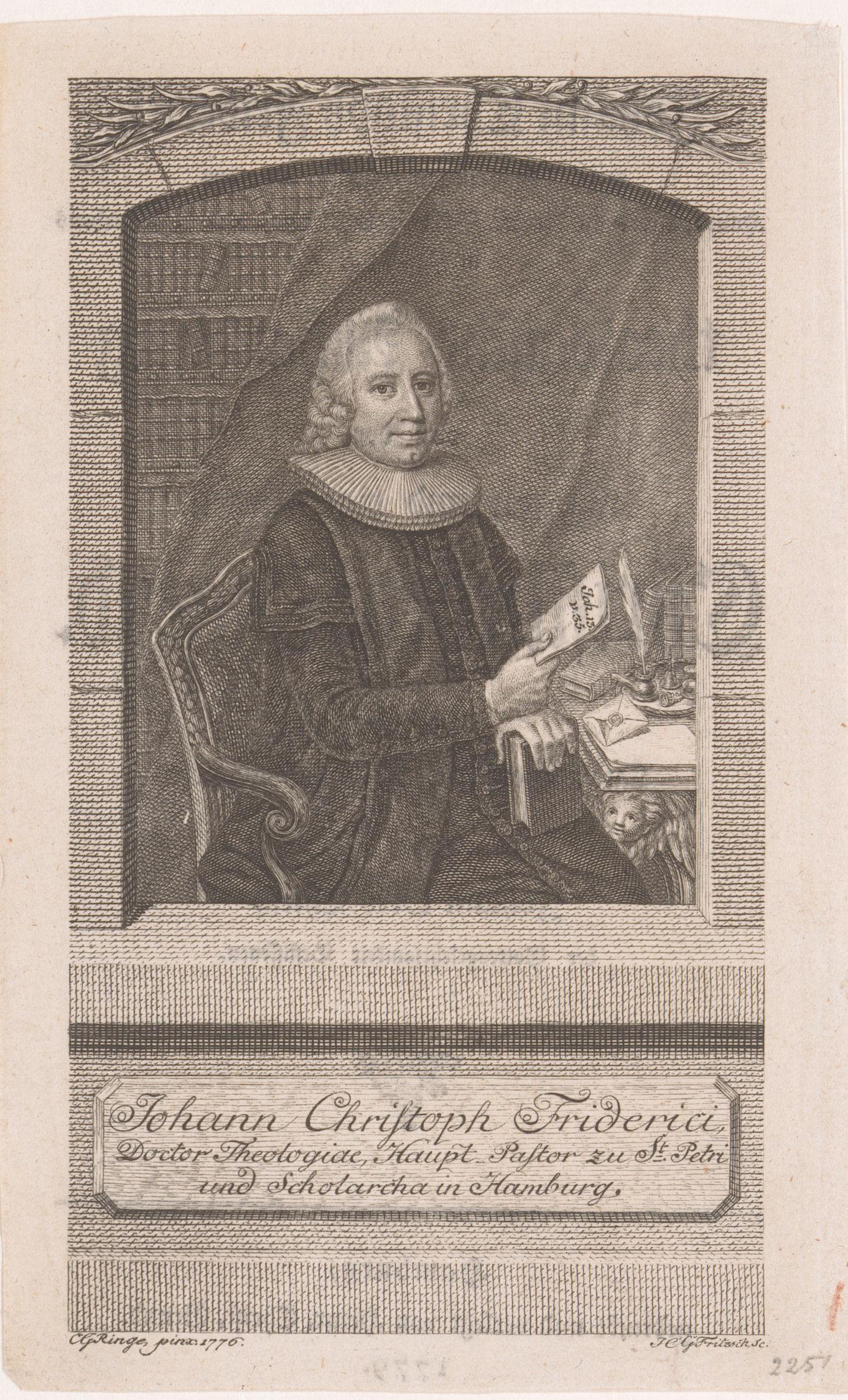Portret van Johann Christoph Friderici