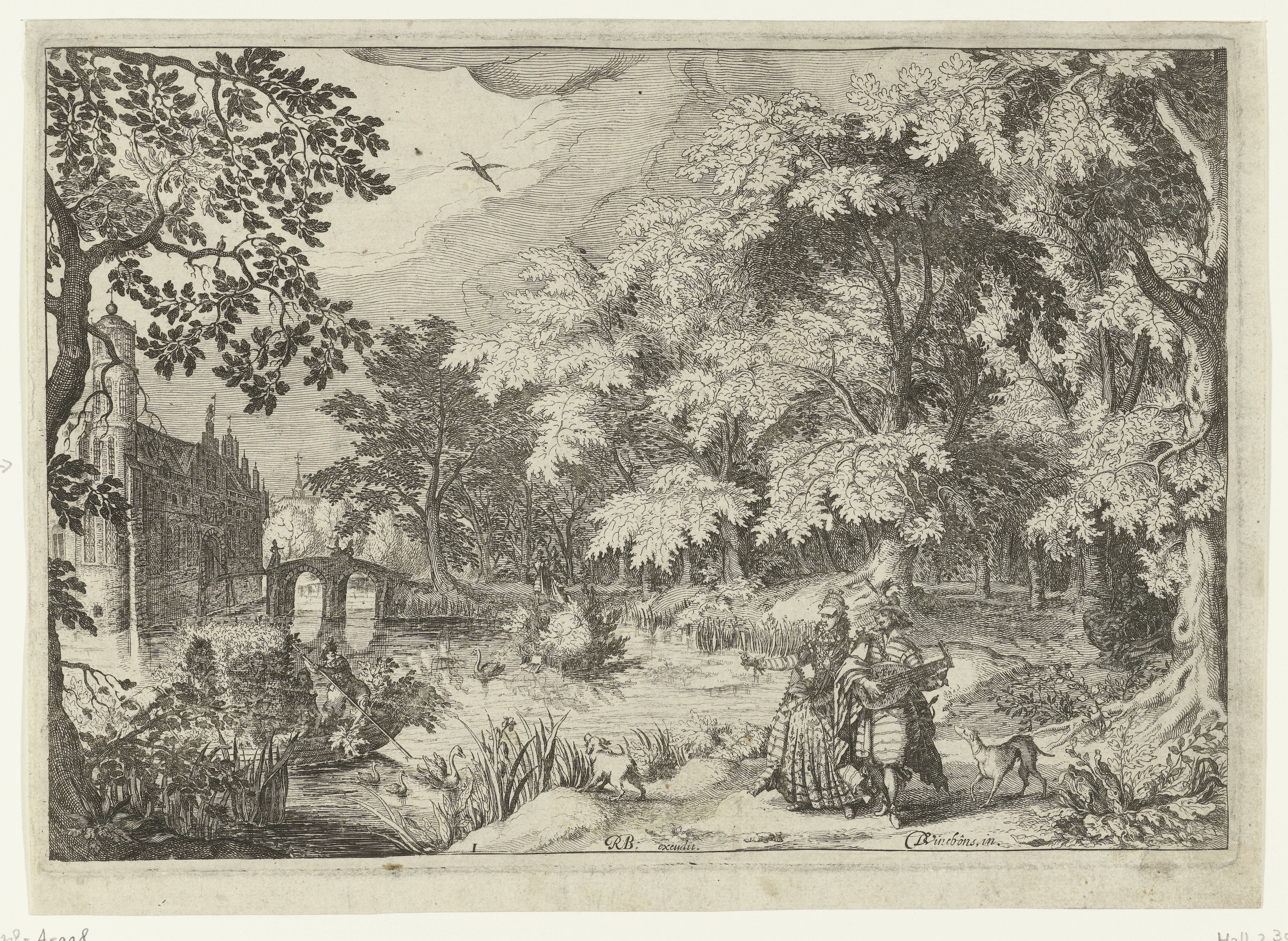 Gezicht op een bos met Kasteel Loenersloot