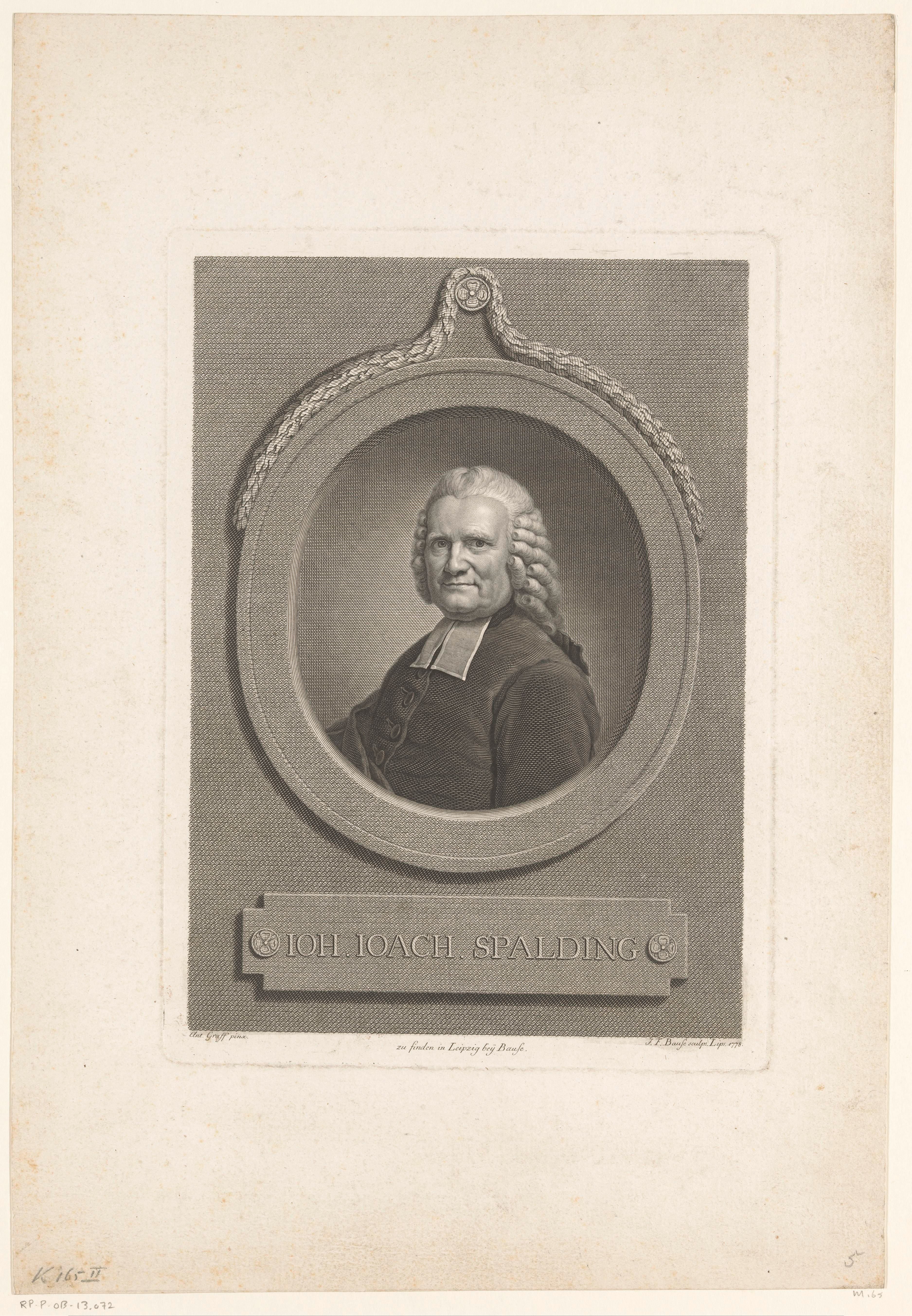 Portret van Johann Joachim Spalding