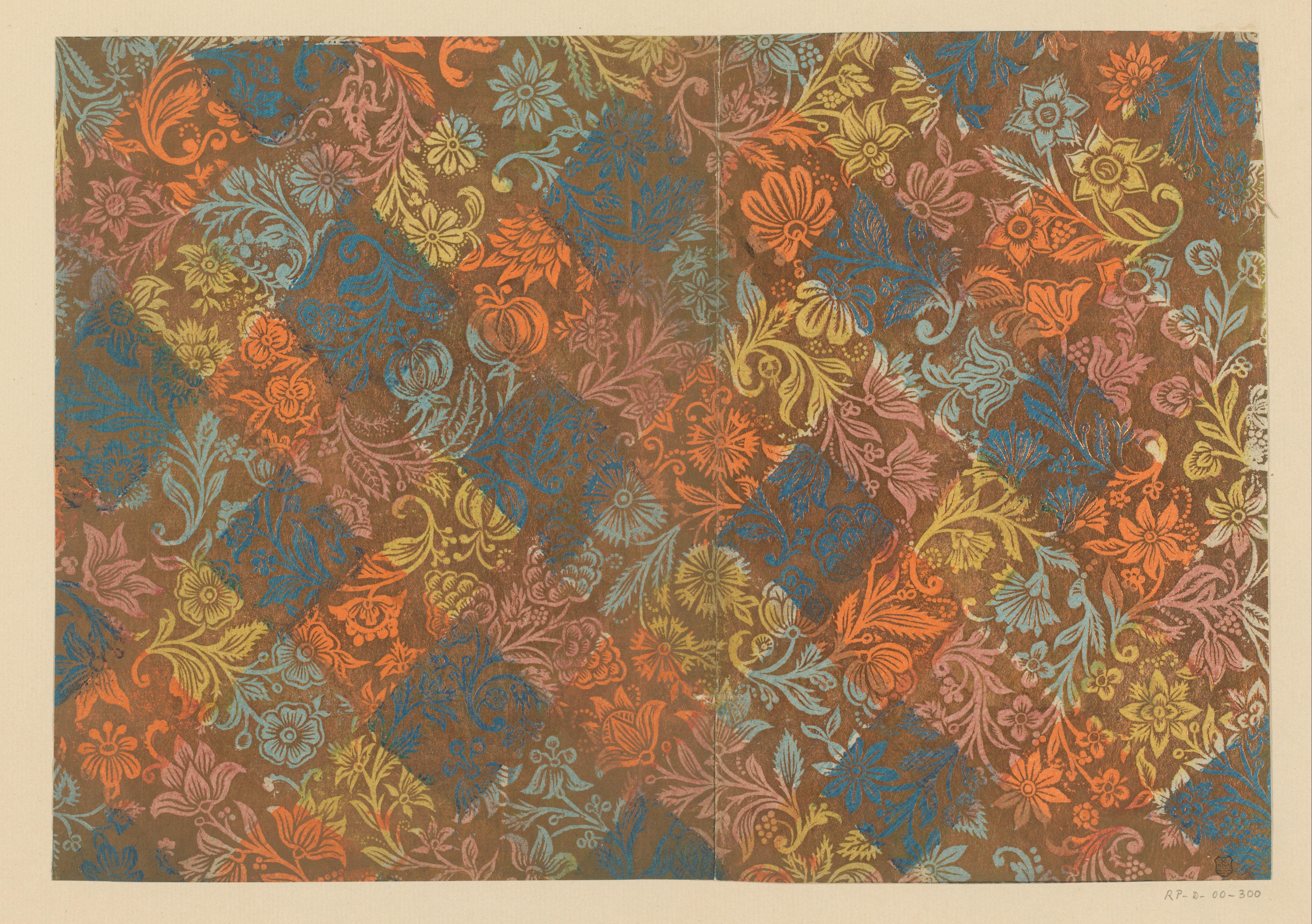 Blad met bloemen en vruchten