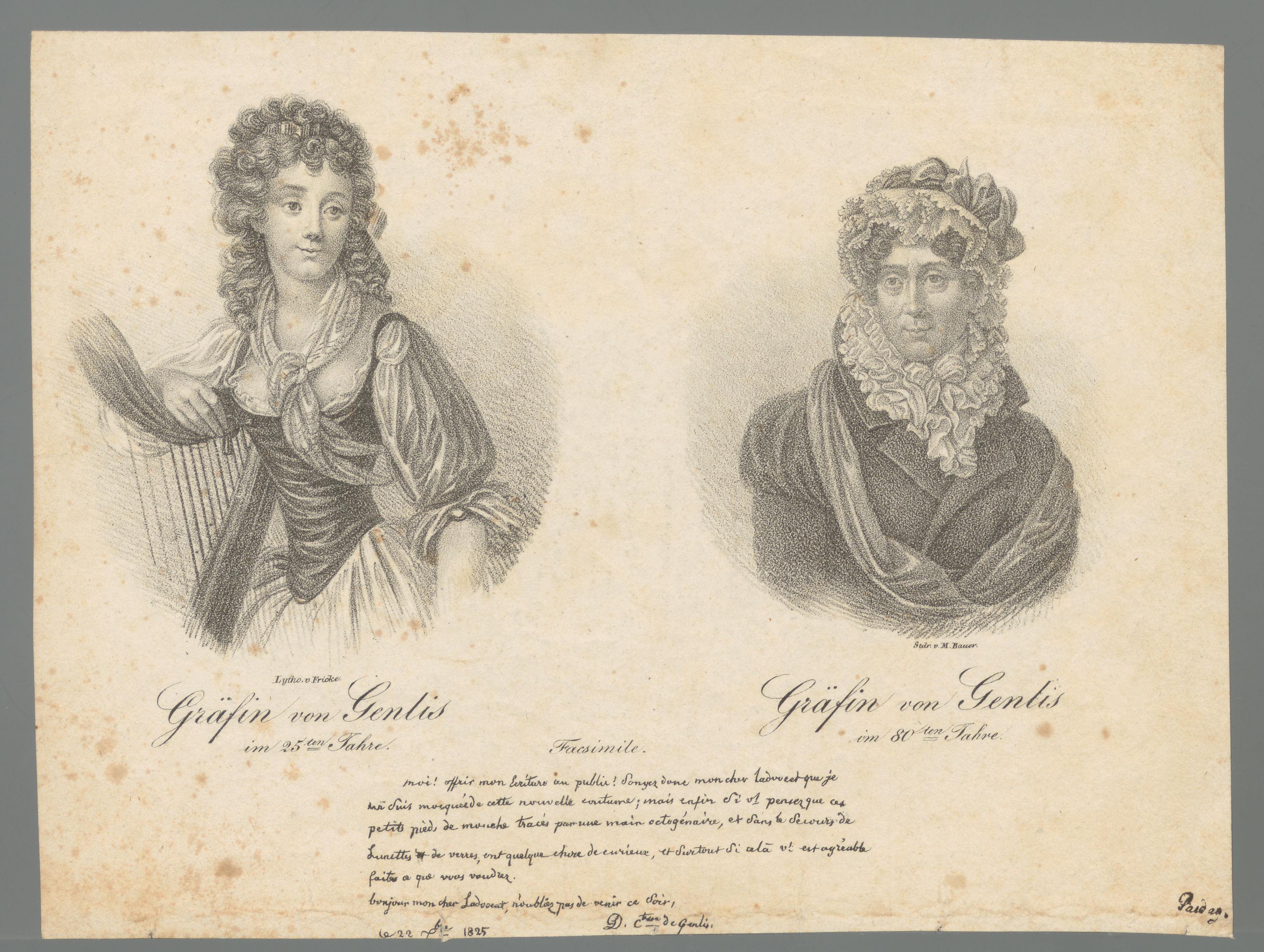 Twee portretten van Stéphanie Félicité, gravin van Genlis