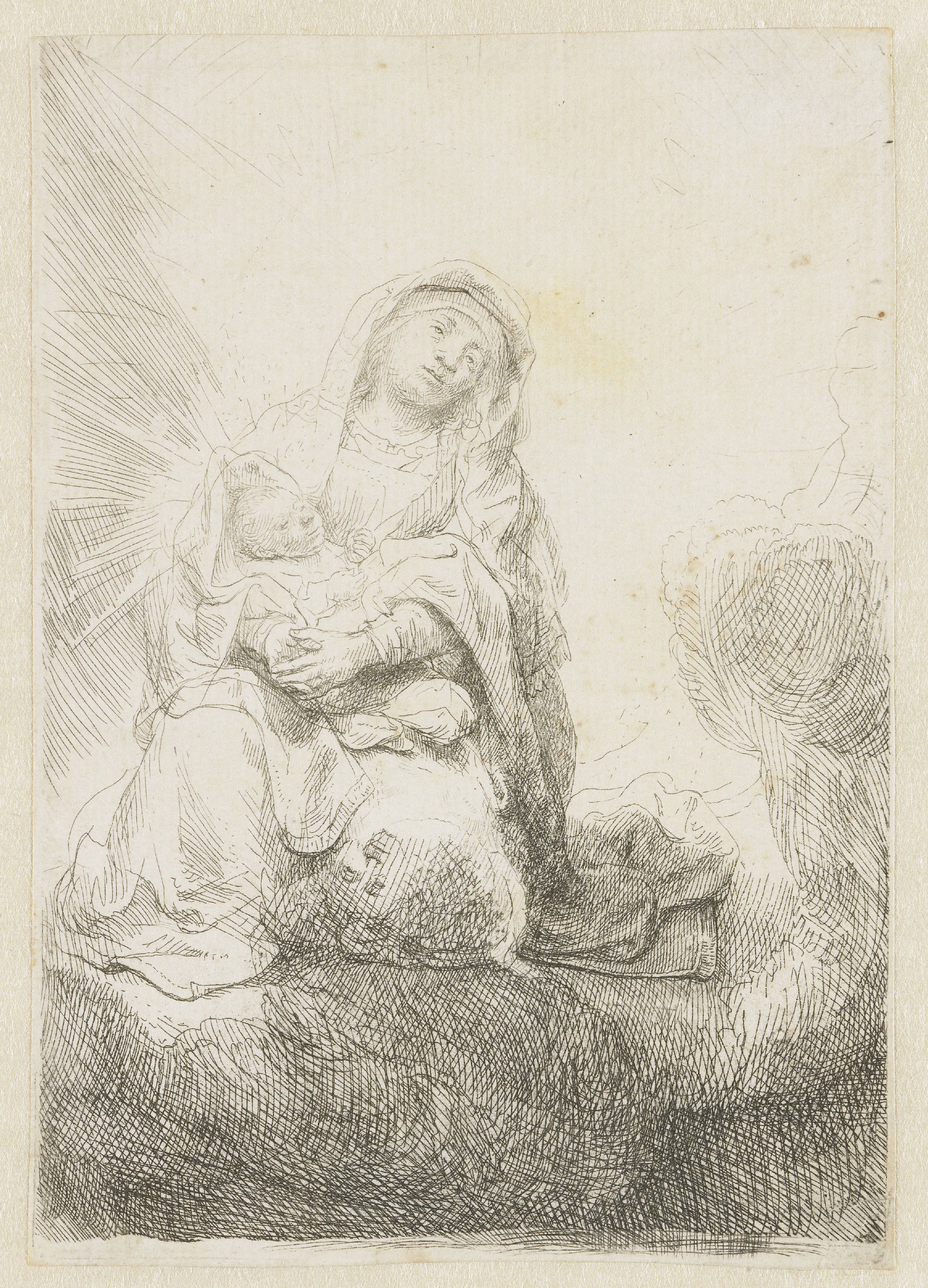 The Virgin and Child in the clouds