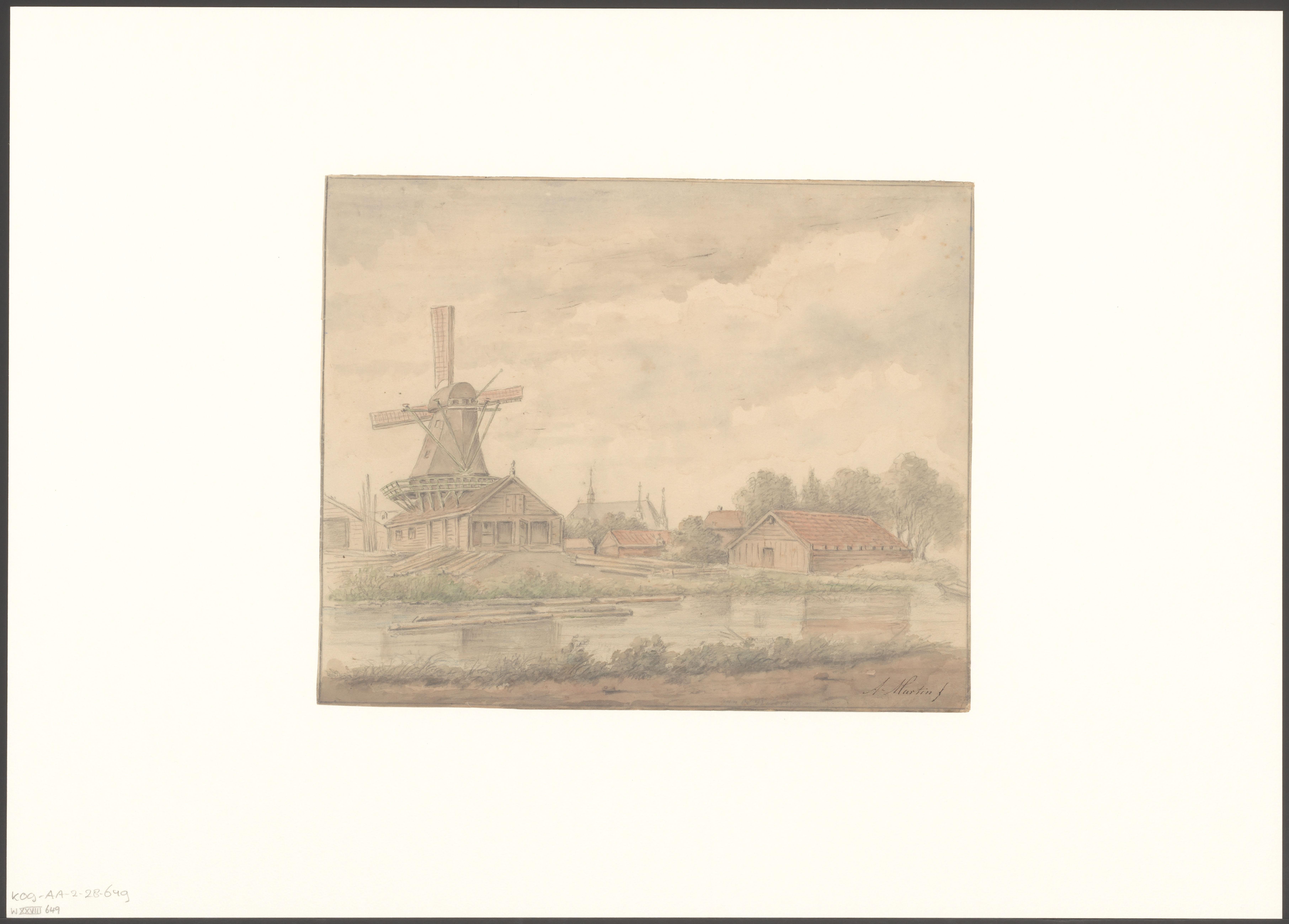 Gezicht op molen De Dommekracht vanaf de Kostverlorenvaart