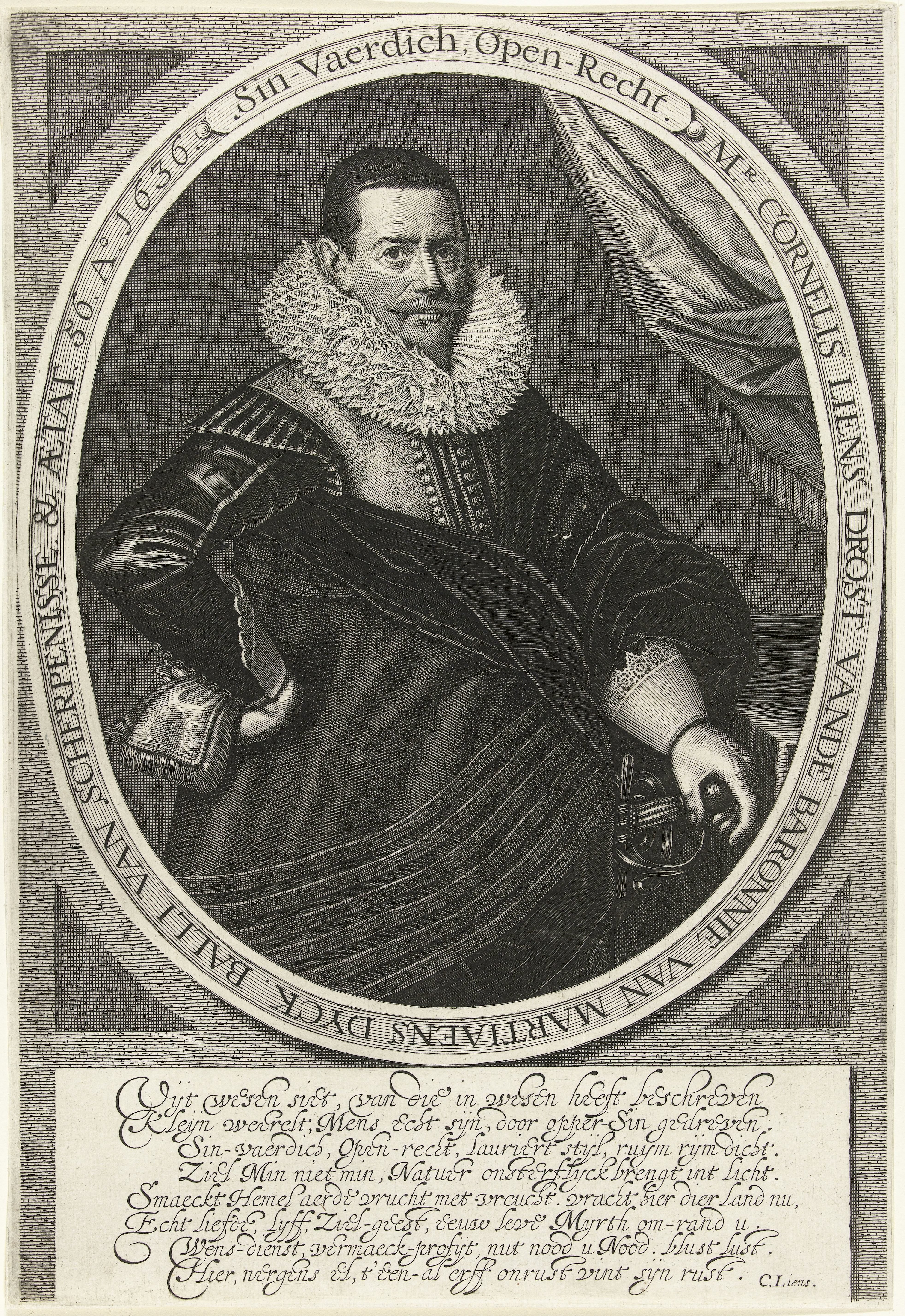 Portret van Cornelis Liens op 56-jarige leeftijd