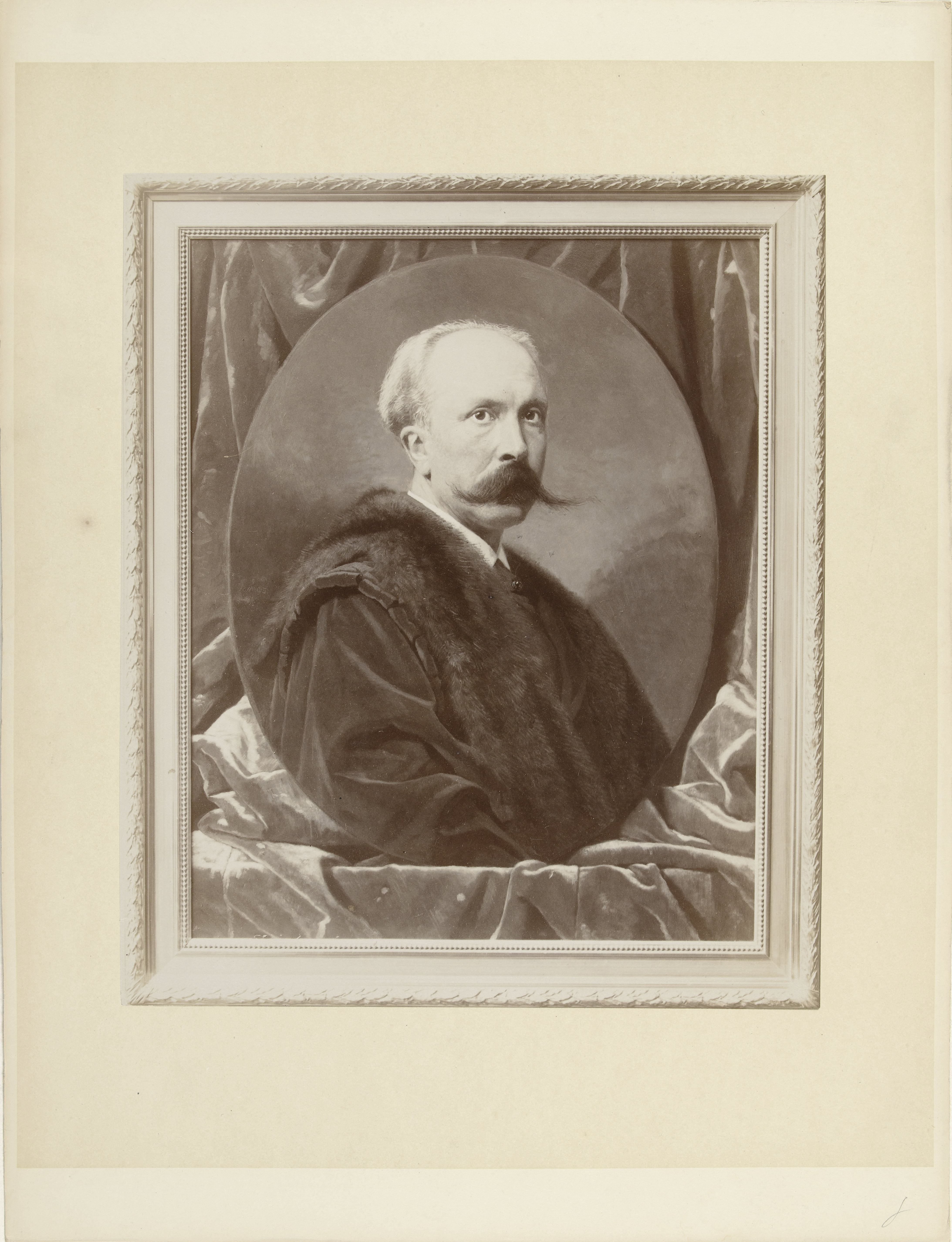 Fotoreproductie van een geschilderd portret van de schilder Gustav Olof Cederström