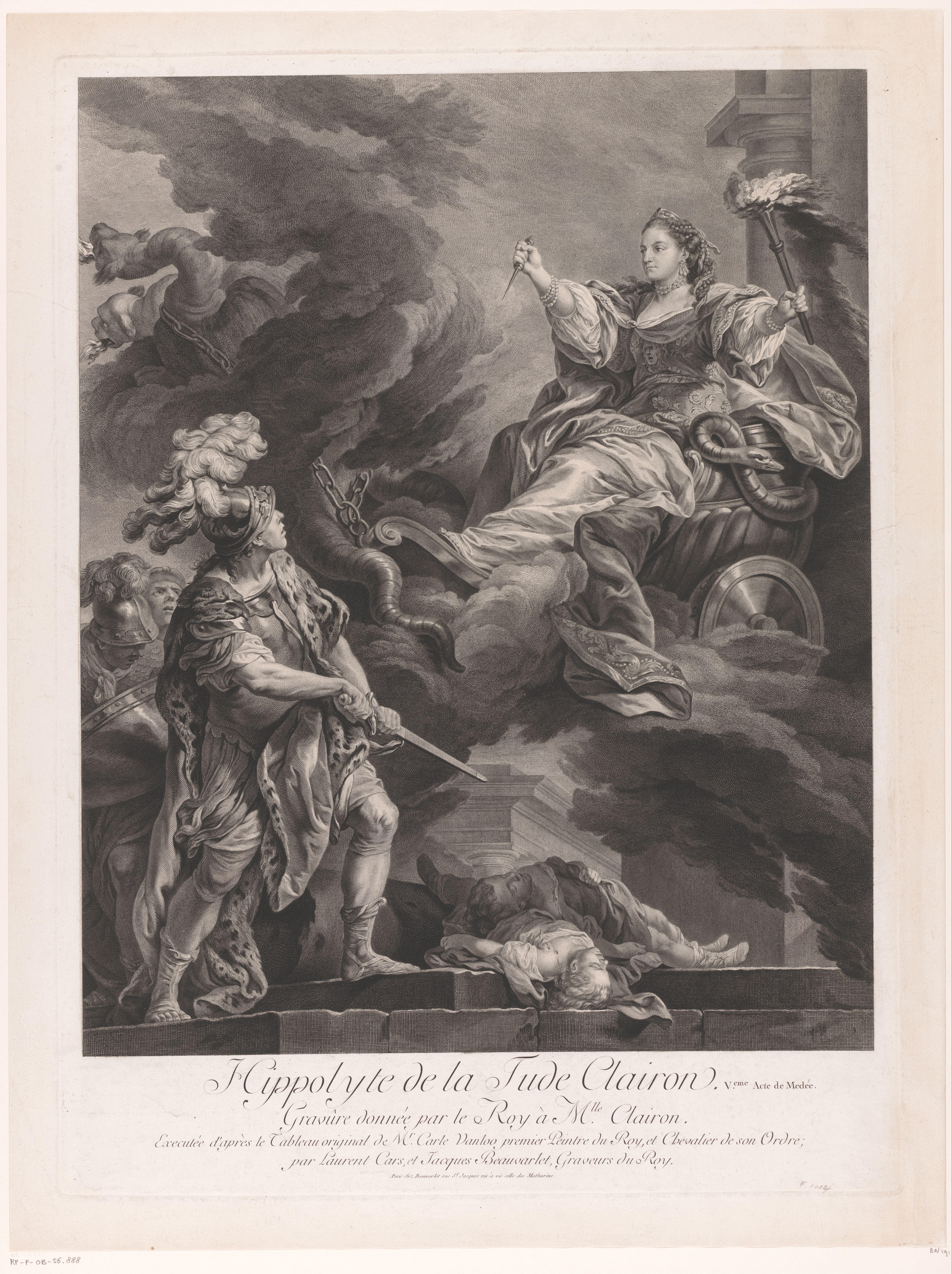 Portret van Claire Clairon in de rol van Medea