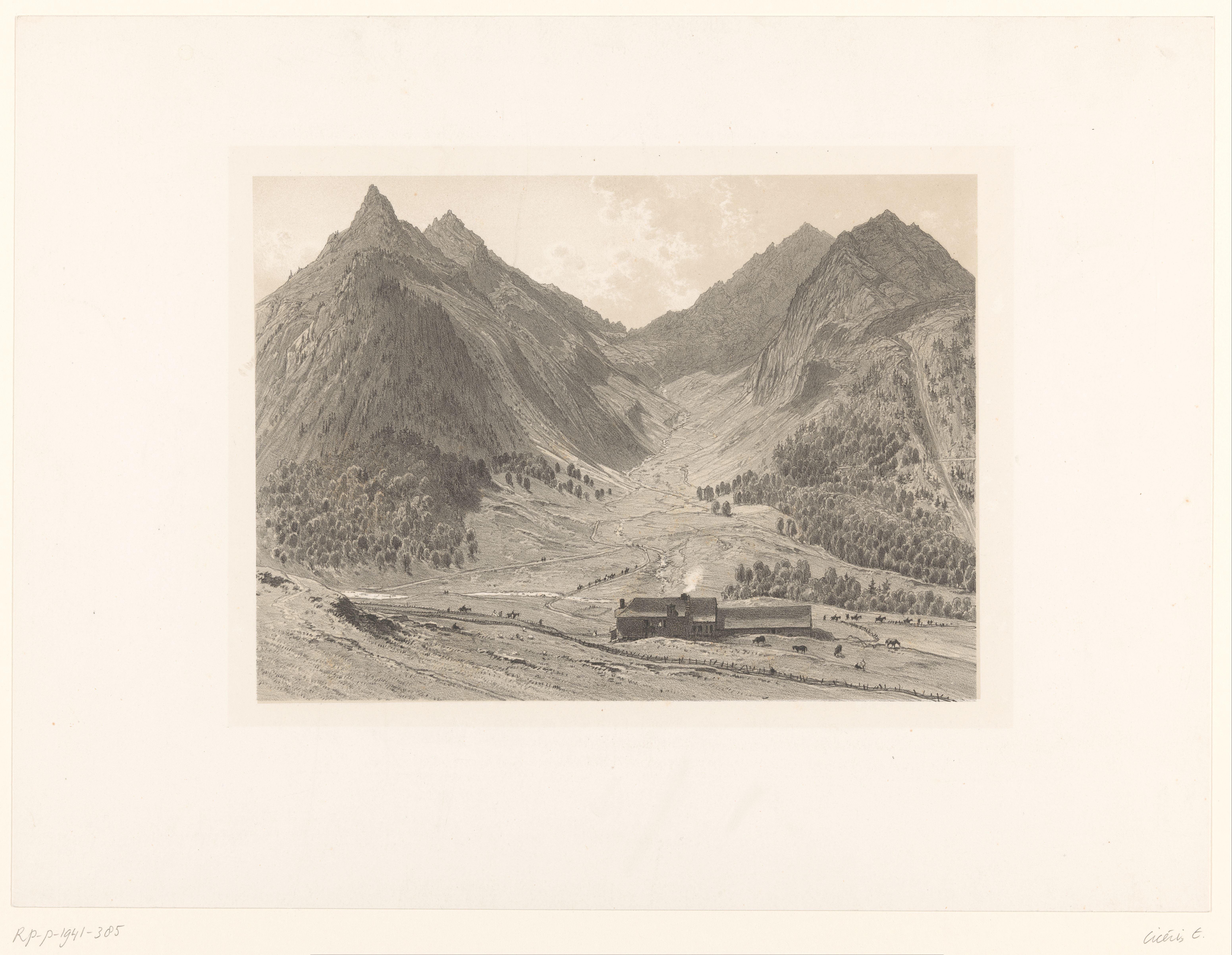 Berglandschap met huis in alpenweide