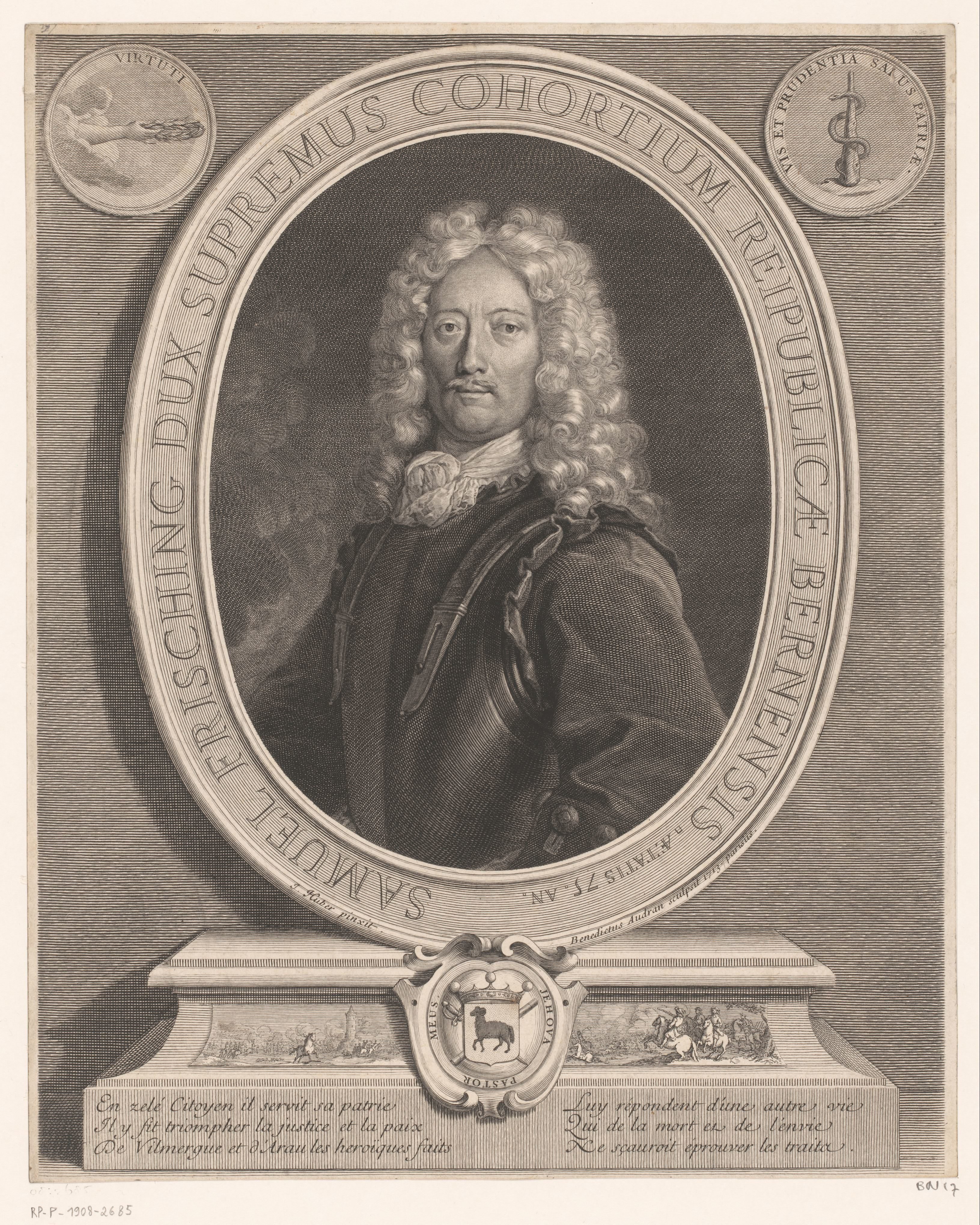 Portret van Samuel Frisching II op 75-jarige leeftijd