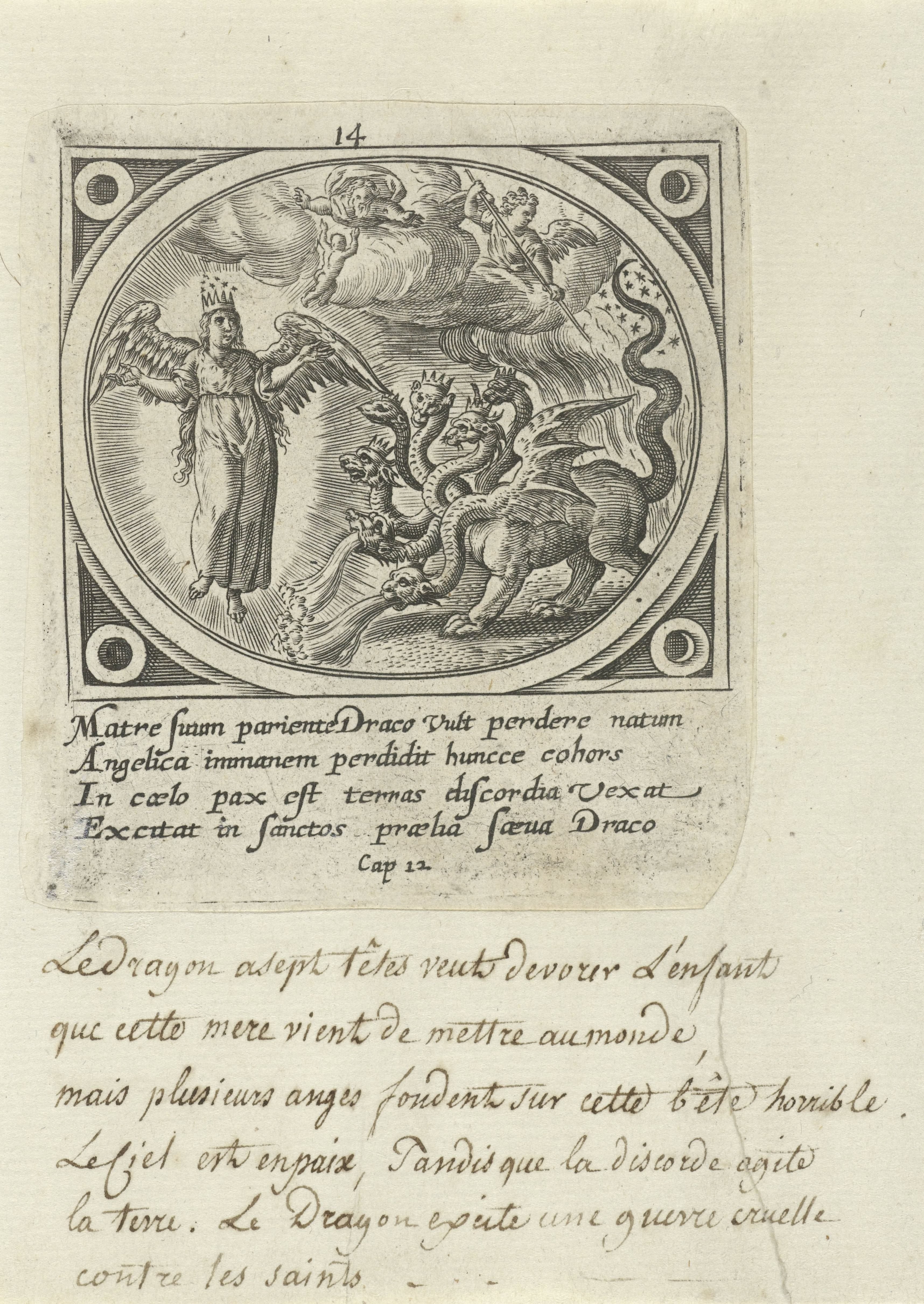 Barende vrouw en zevenkoppige draak