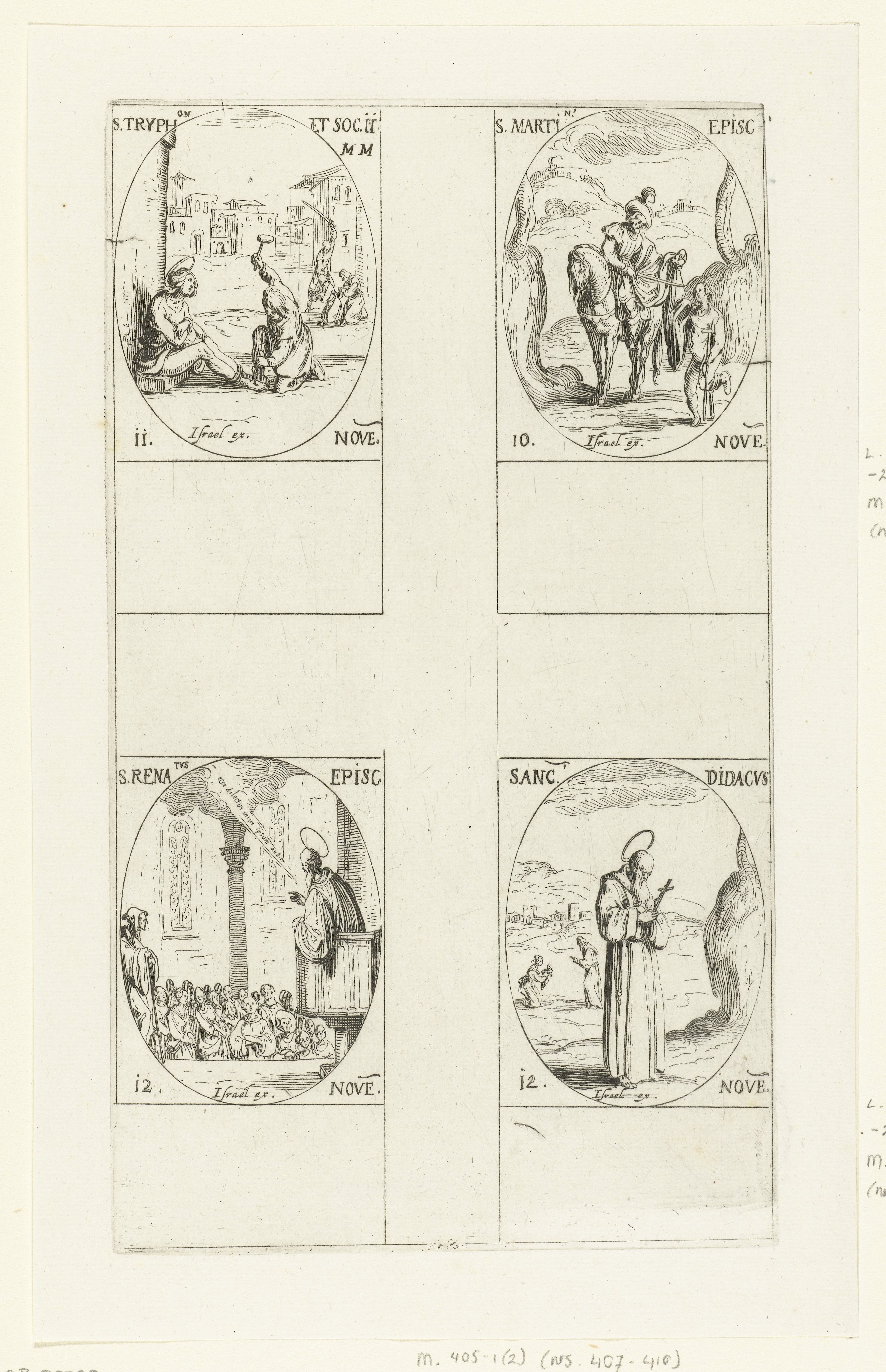 Heilige Martinus van Tours, Heilige Tryphon van Cattaro en gezellen, Heilige Renatus van Angers, Heilige Didacus van Alcalá (10-12 november)