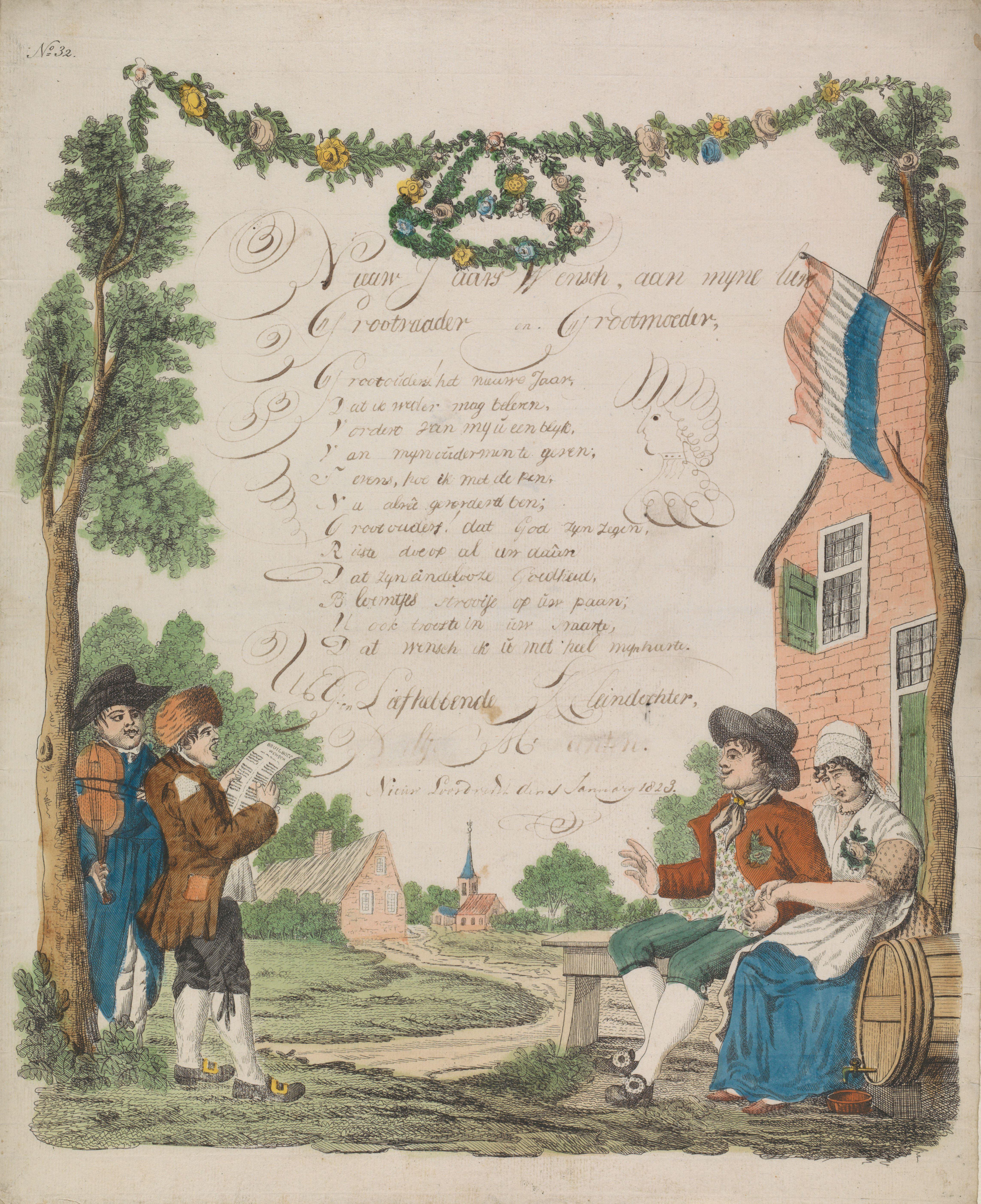 Wensbrief met muzikanten en een bruidspaar
