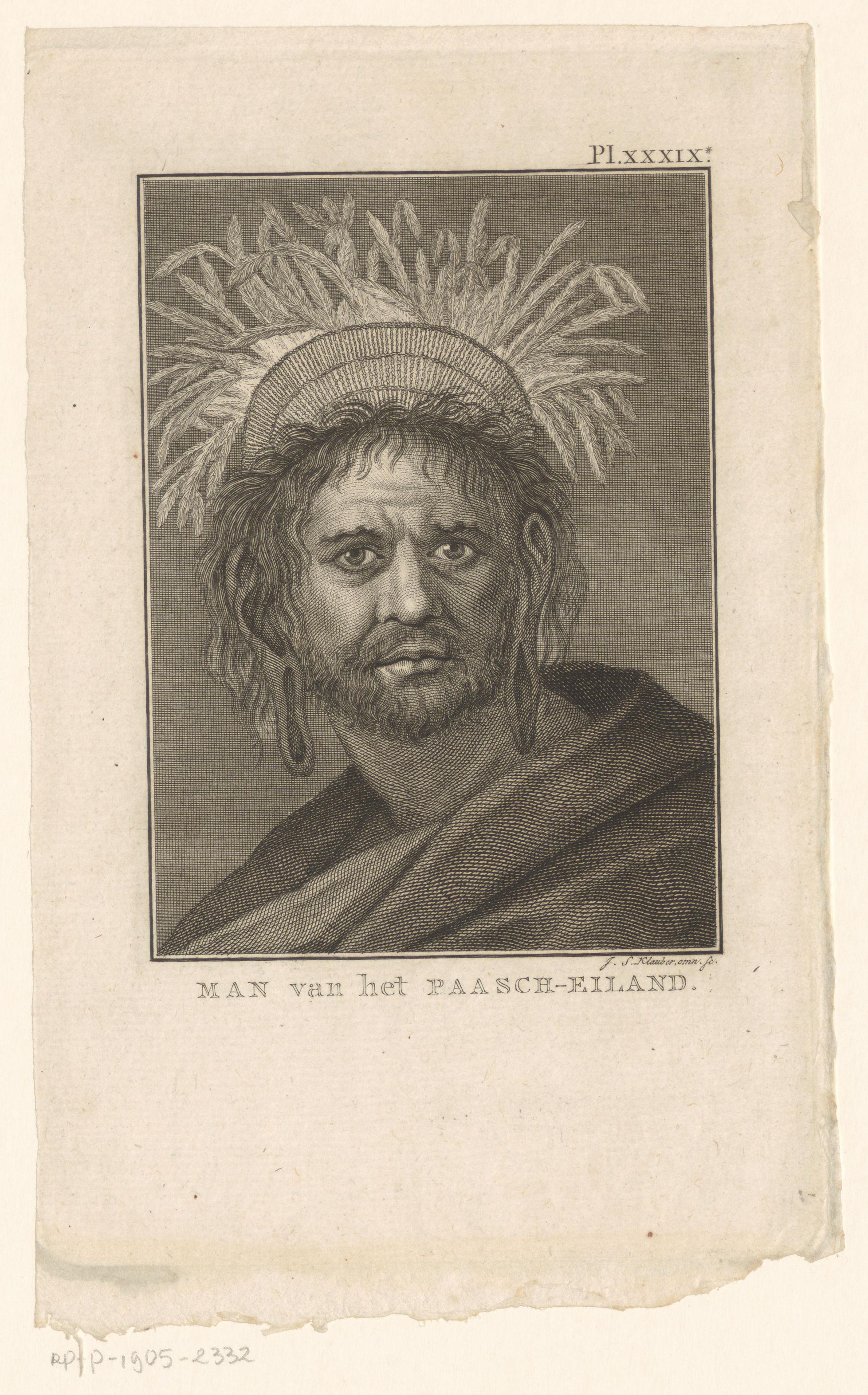 Portret van een onbekende man afkomstig van Paaseiland