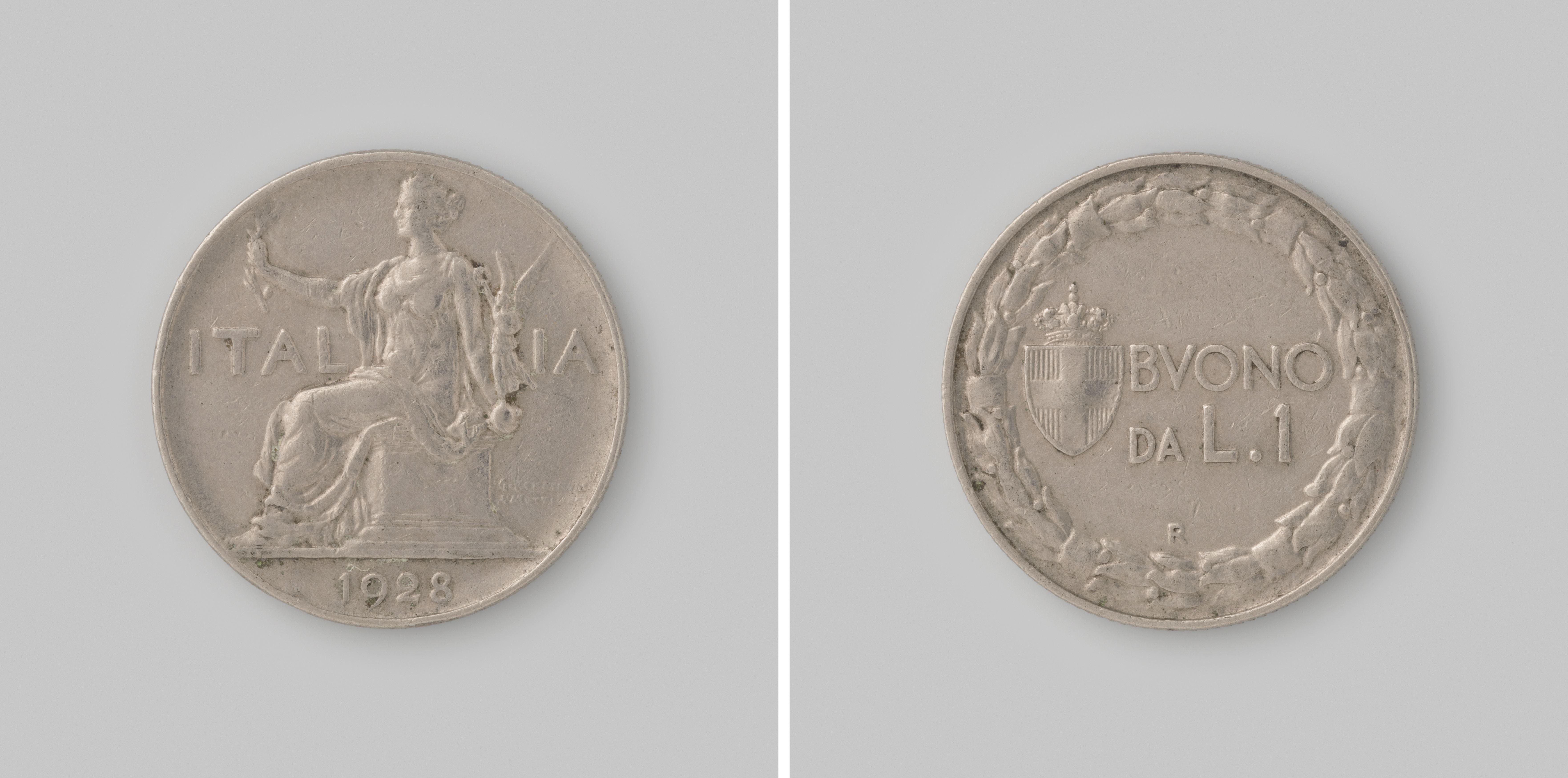 Lira uit Italië van koning Vittorio Emanuele III, 1928