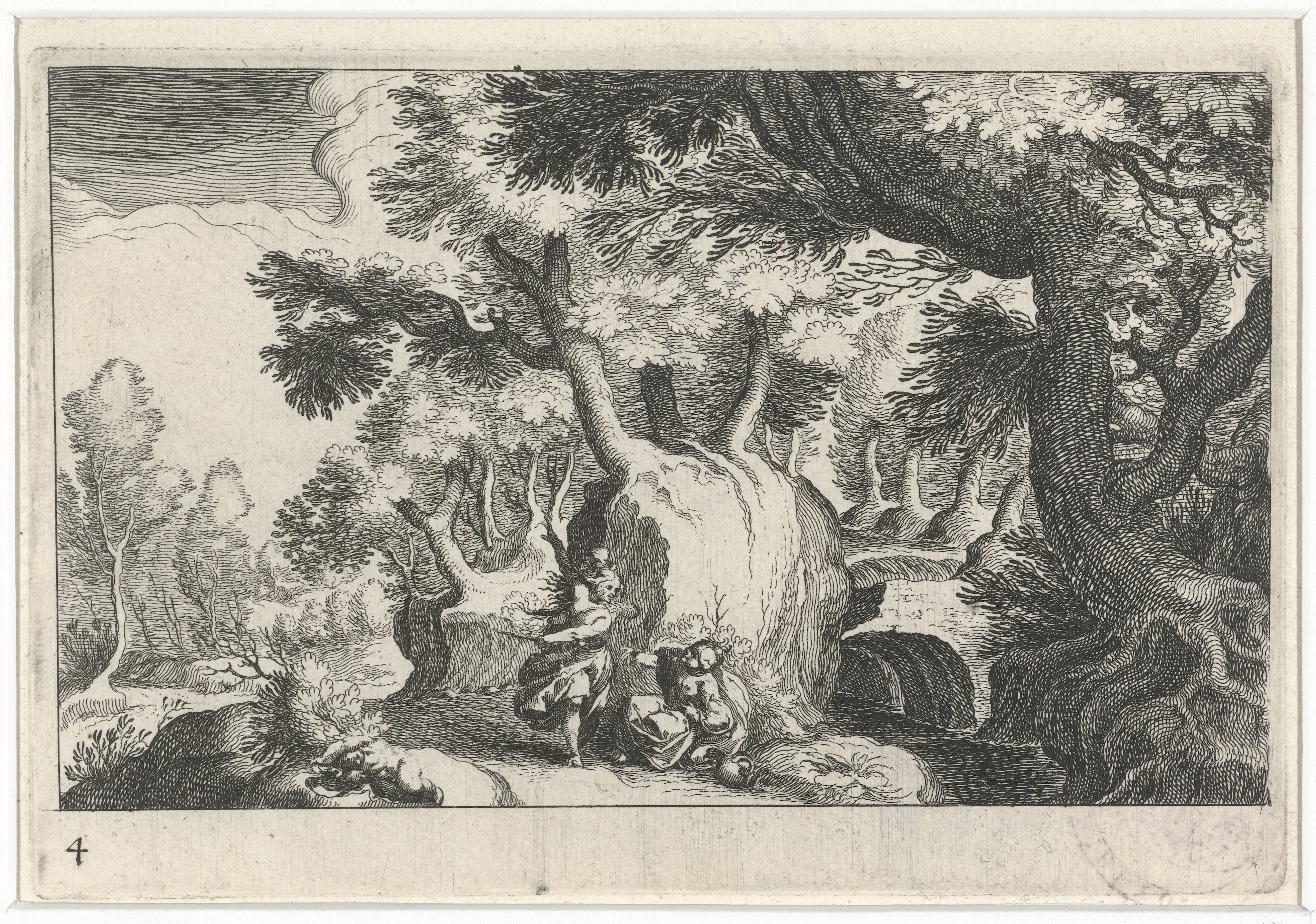 Boslandschap met Hagar en Ismaël