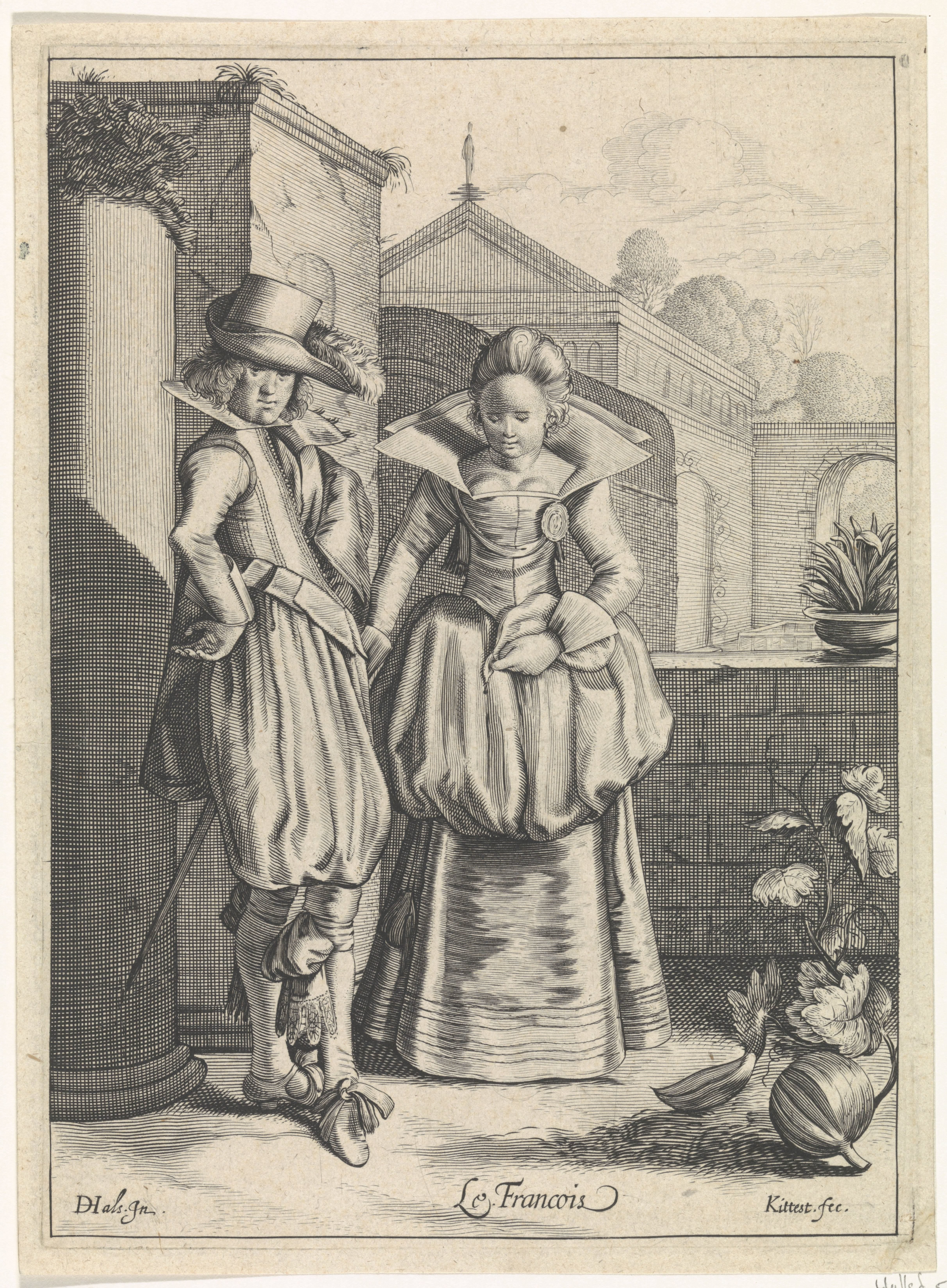 Elegant paar in Franse kleding