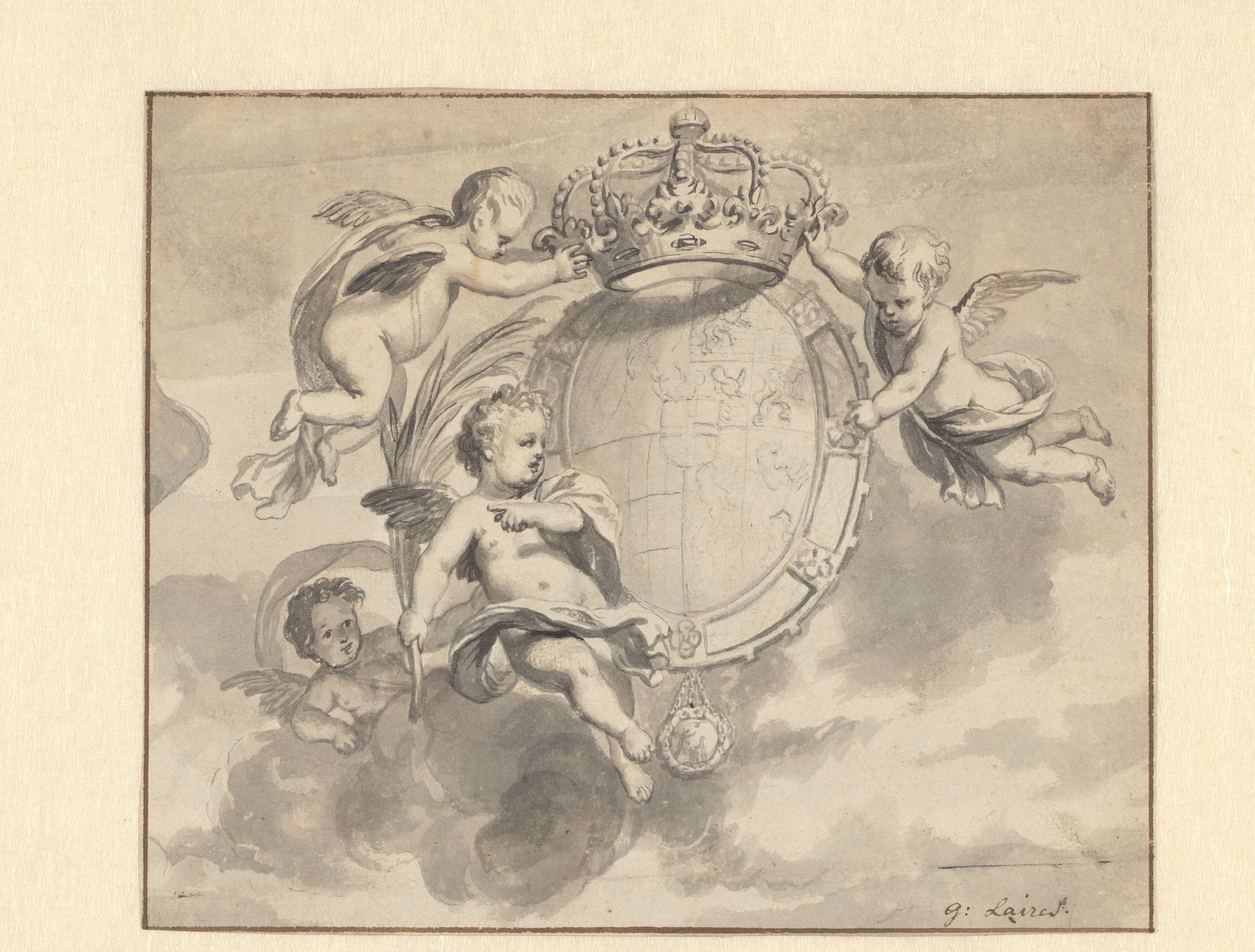 Drie putti met het wapen van het huis van Savoye