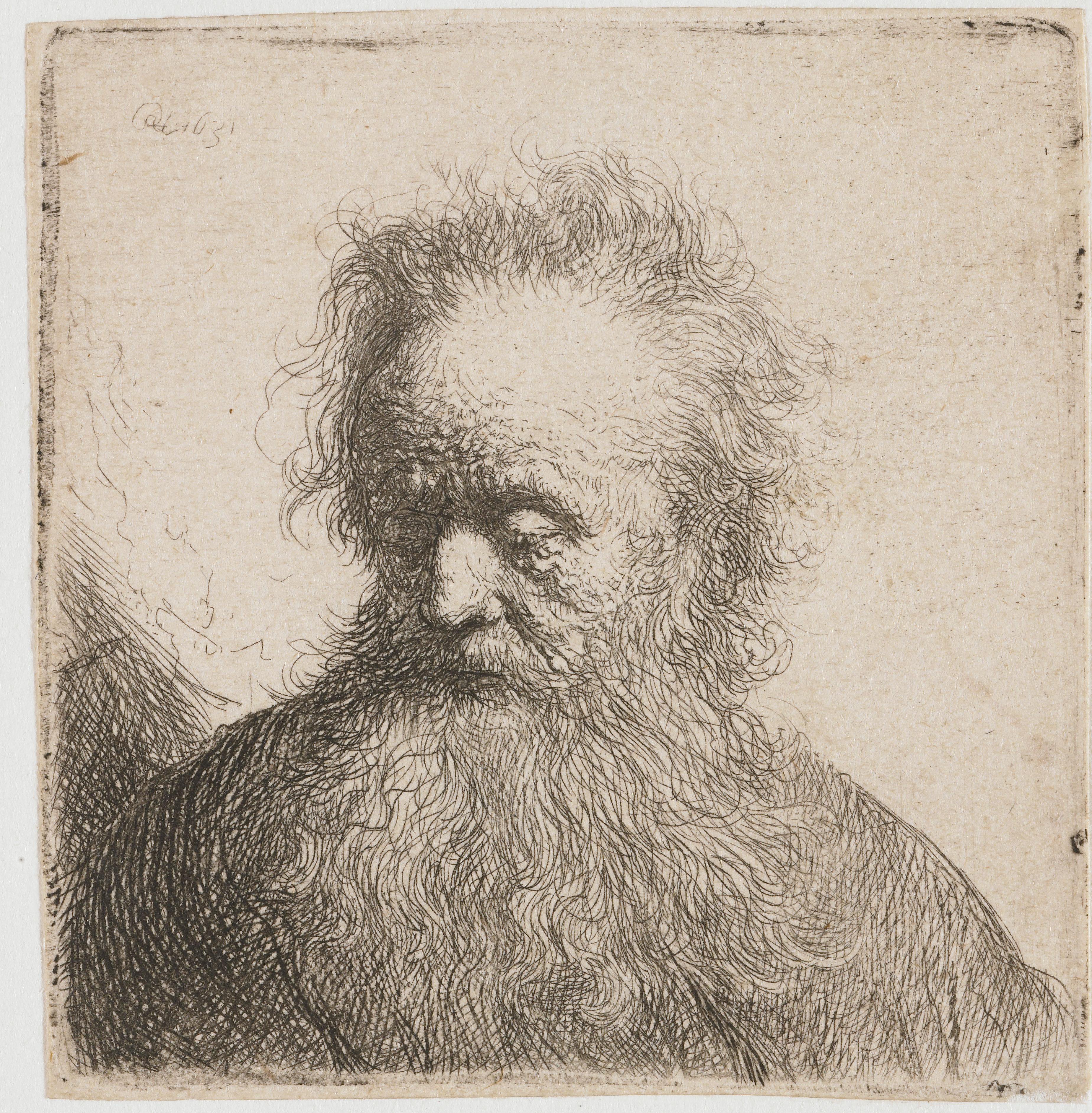 Old man with a flowing beard: bust