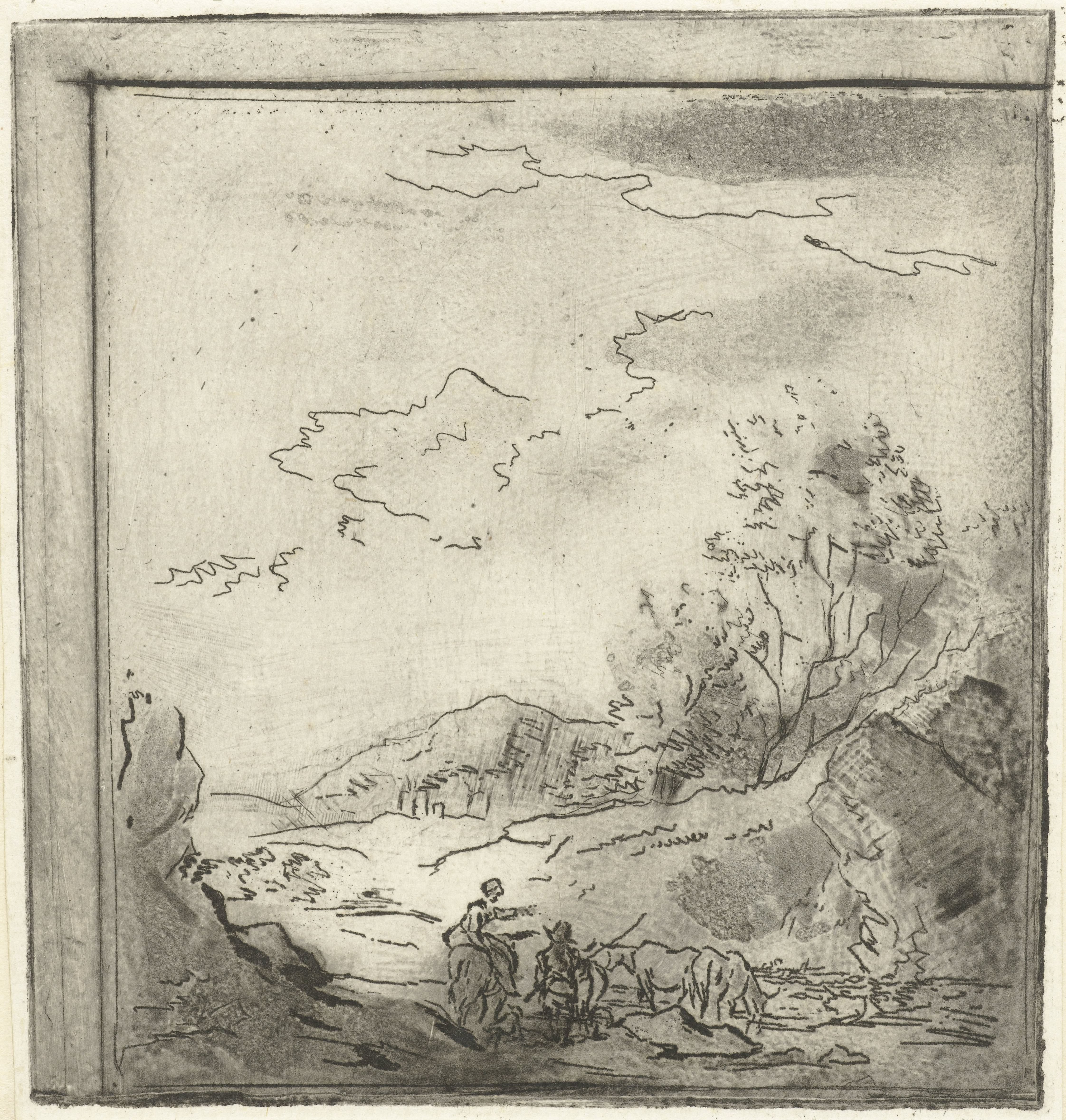 Landschap met ruiter en herder