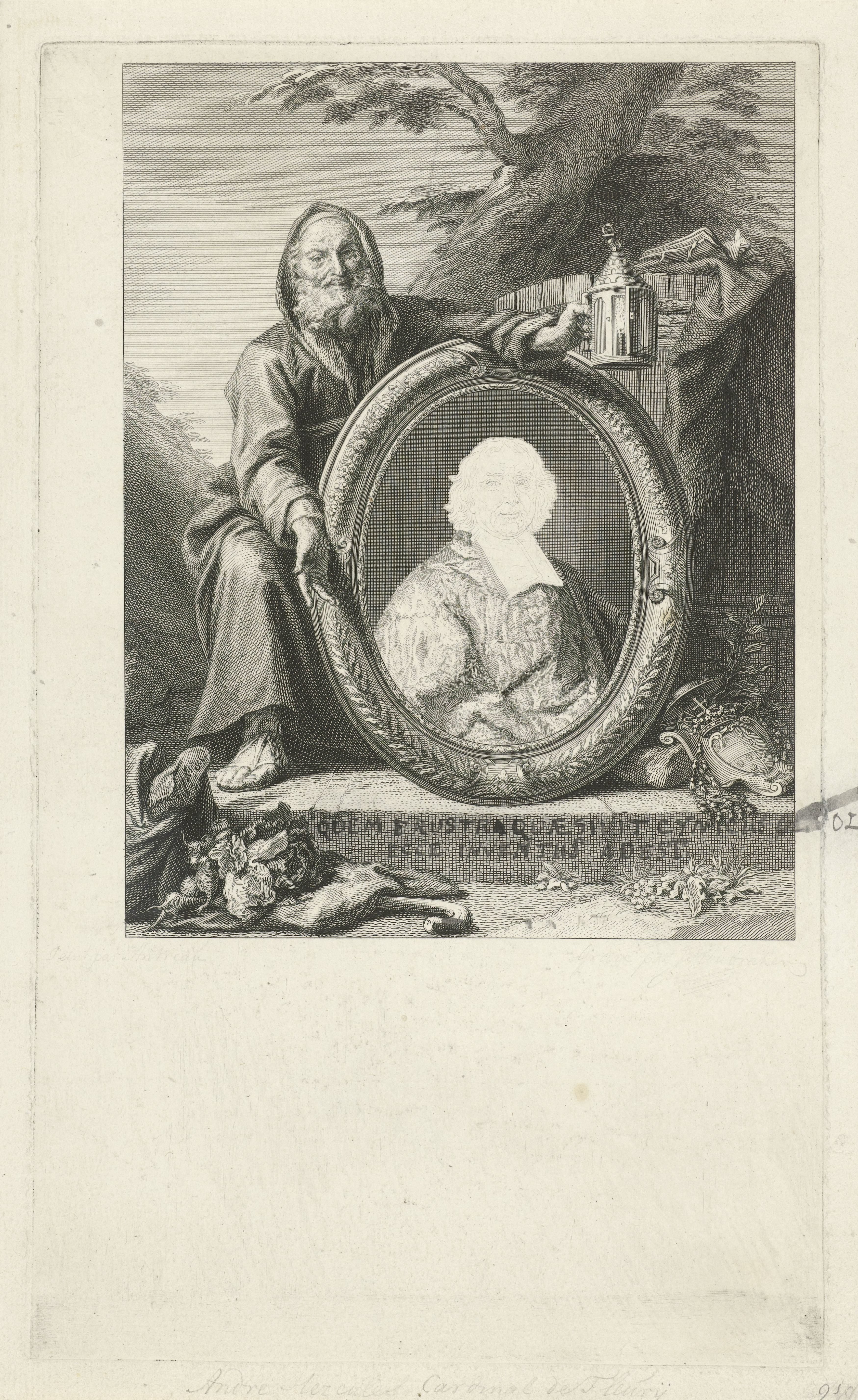 Diogenes bij een portret van André-Hercule de Fleury
