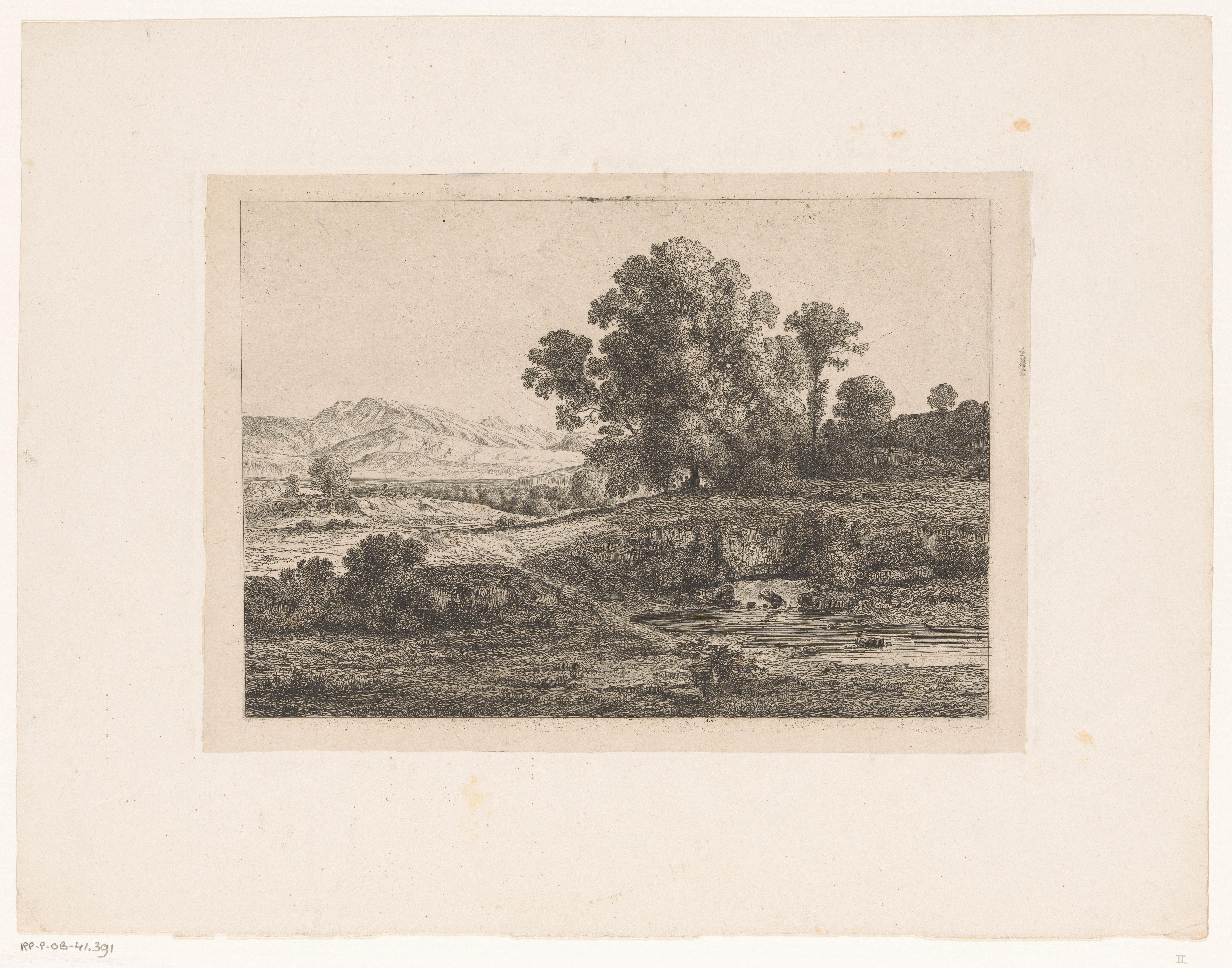 Glooiend landschap met een beek