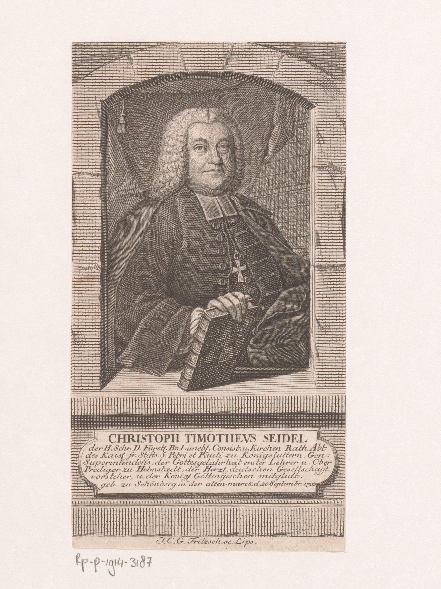 Portret van Christoph Timotheus Seidel
