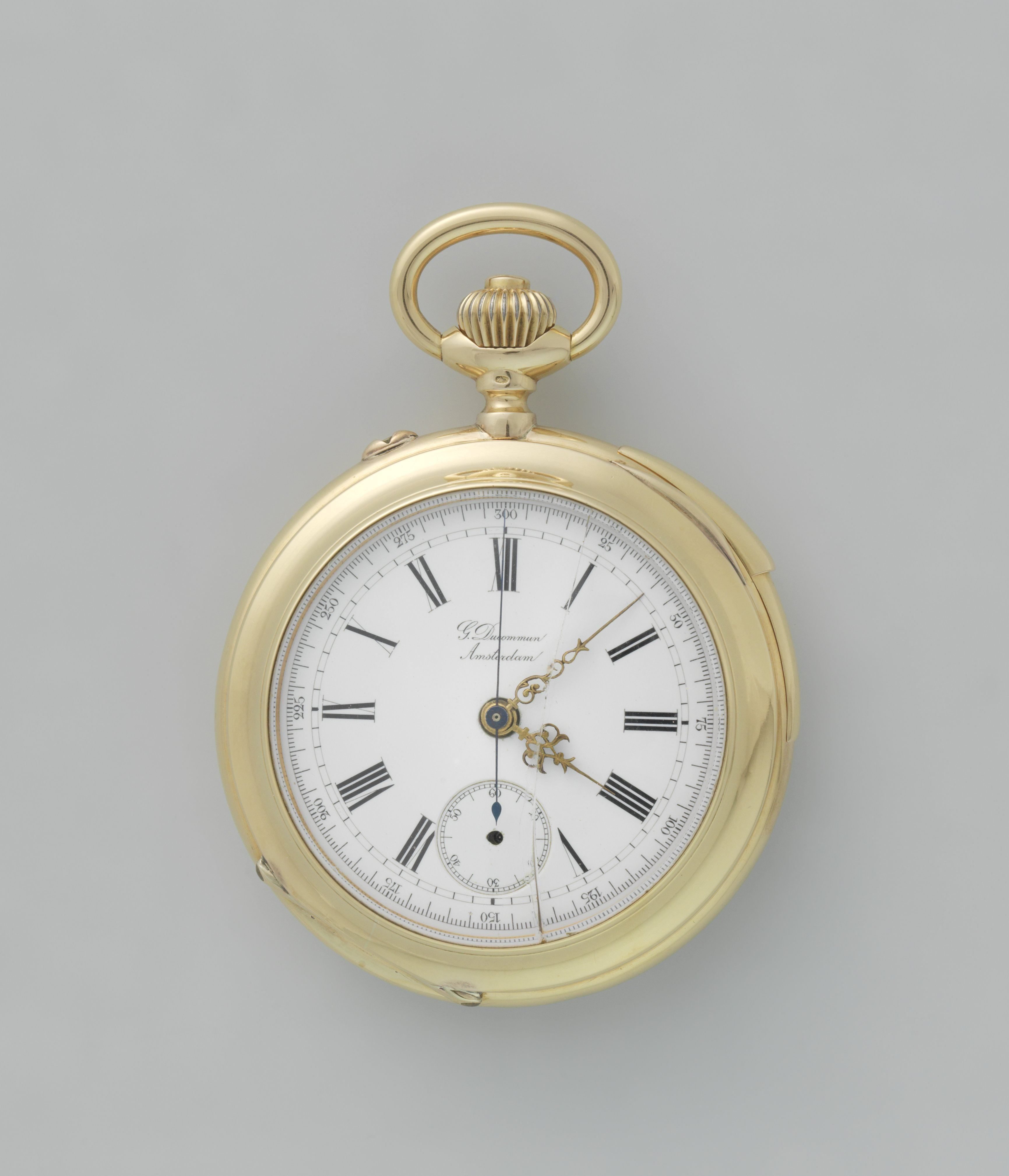Precisiehorloge met chronometer, repetitiemechanisme en speelwerk