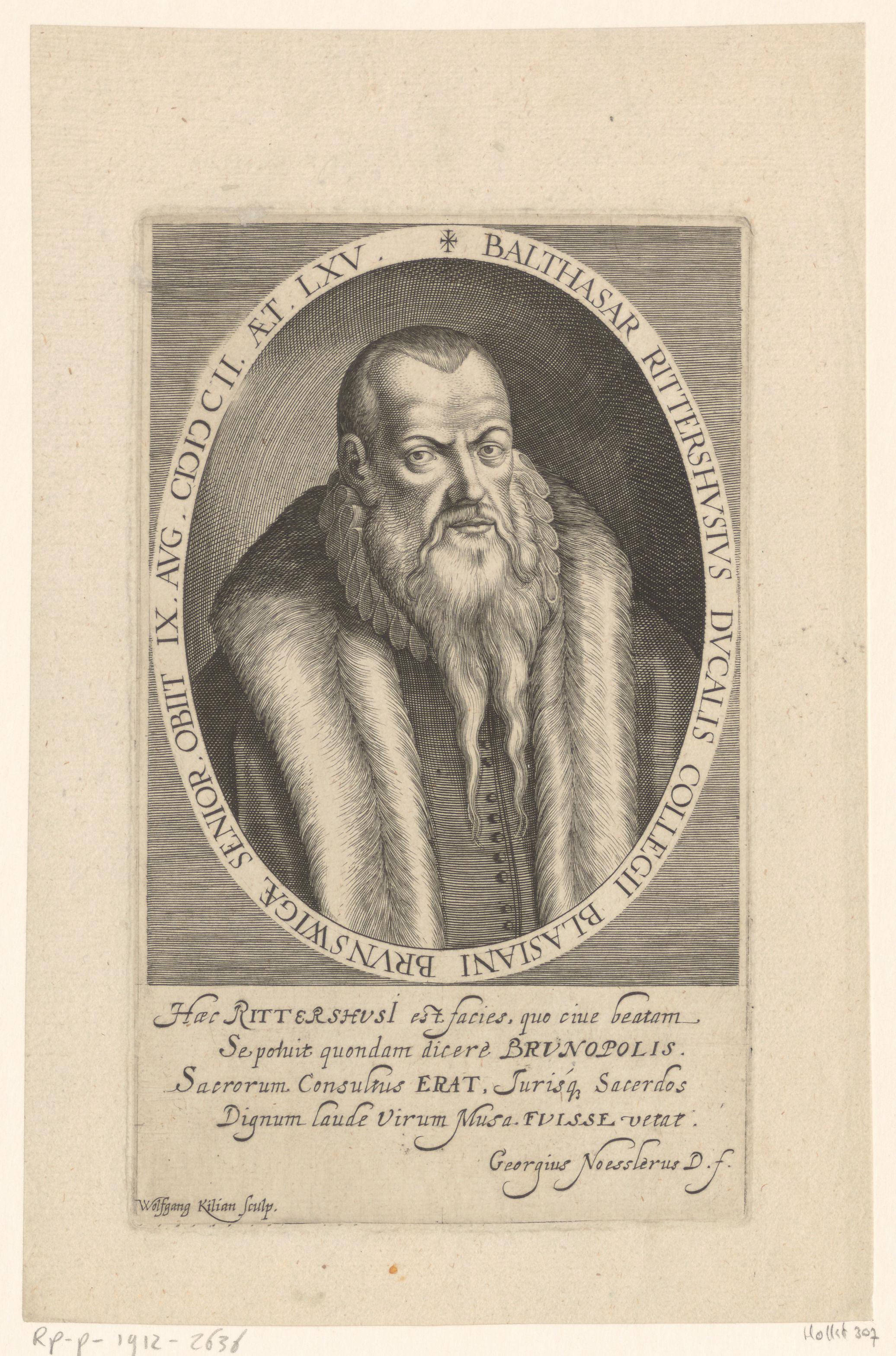 Portret van Balthasar Rittershausen op 65-jarige leeftijd