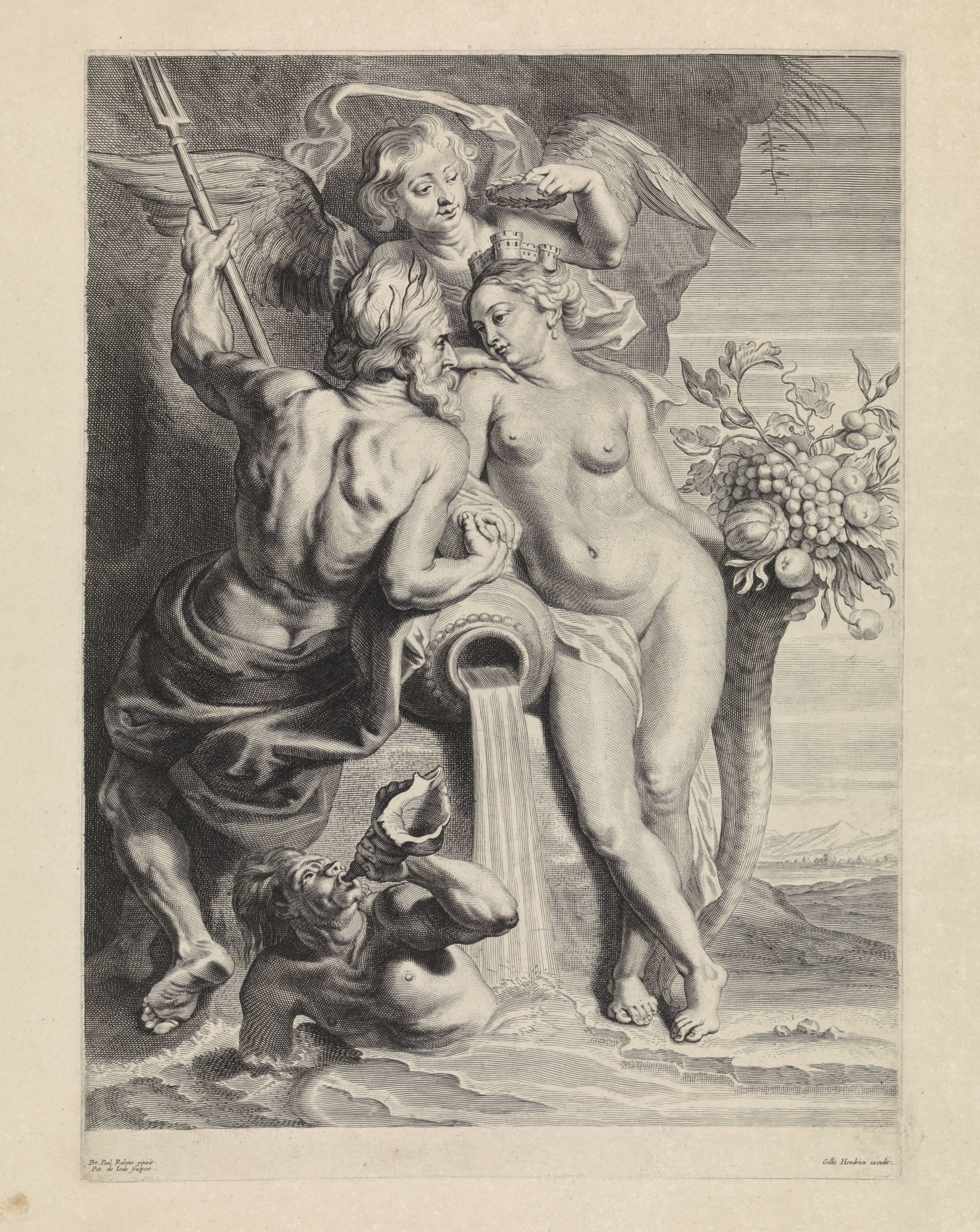 Allegorische voorstelling met Neptunus en Cybele