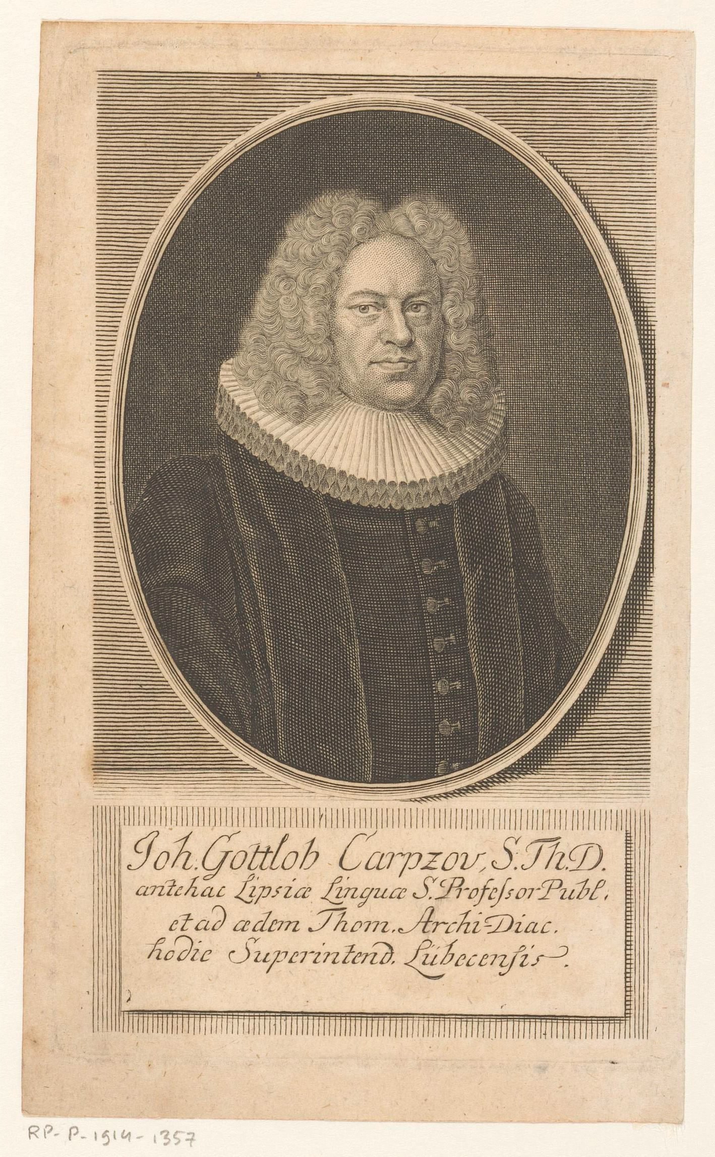 Portret van Johann Gottlob Carpzov