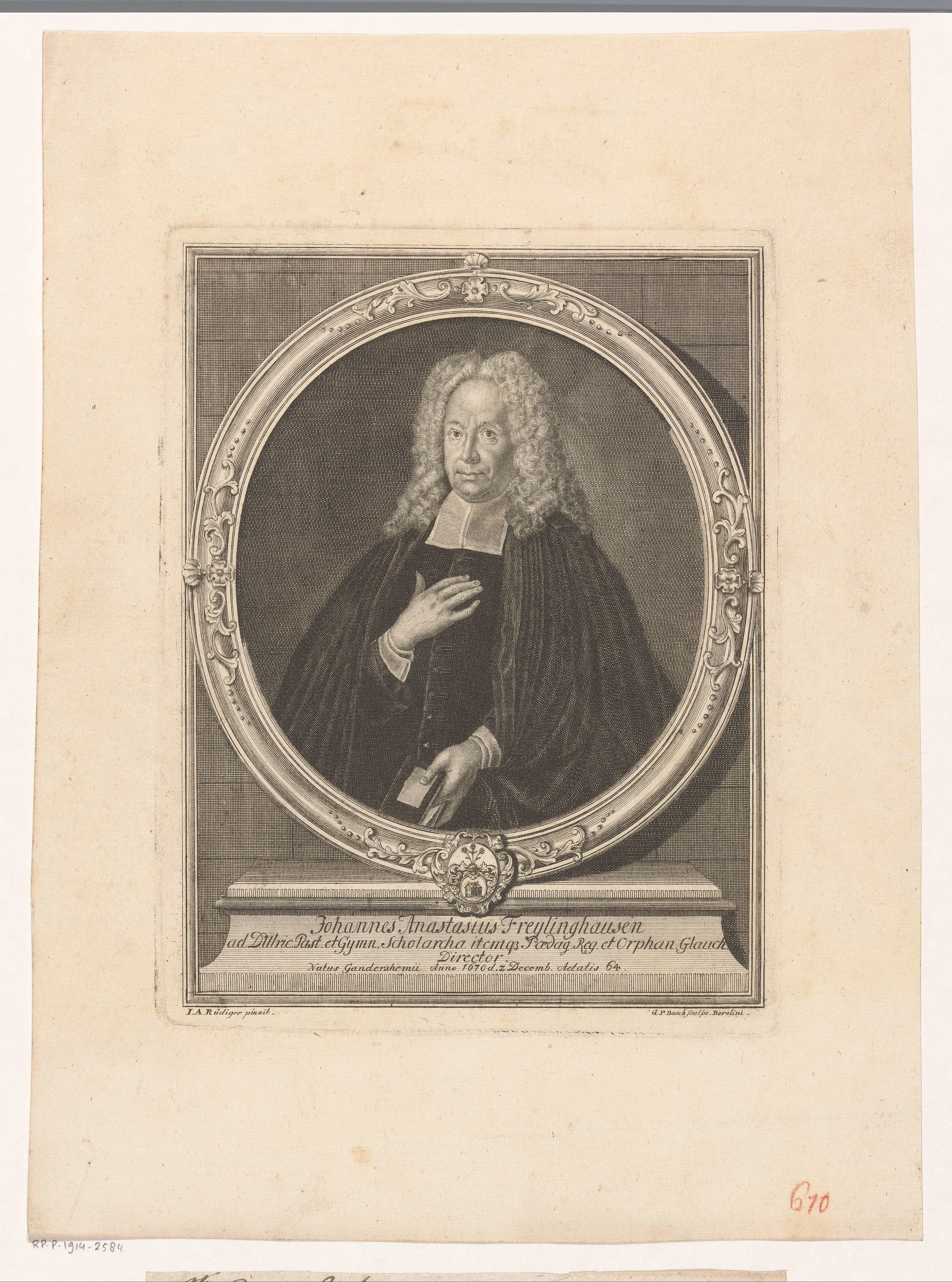 Portret van Johann Anastasius Freylinghausen