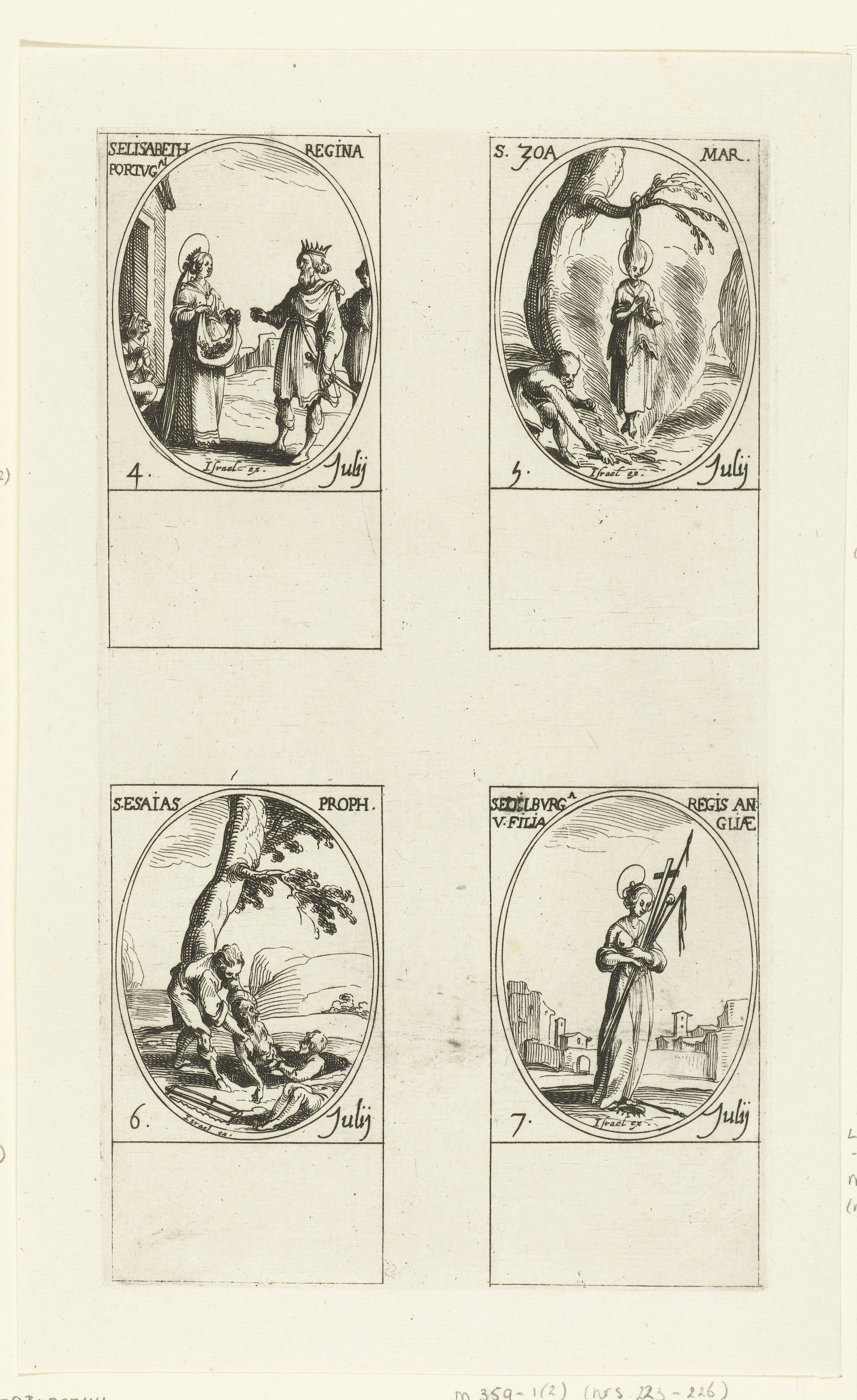 Heilige Elisabeth van Portugal, Heilige Zoë van Rome, Heilige Jesaja, Heilige Ethelburga van Faremoutiers (4-7 juli)