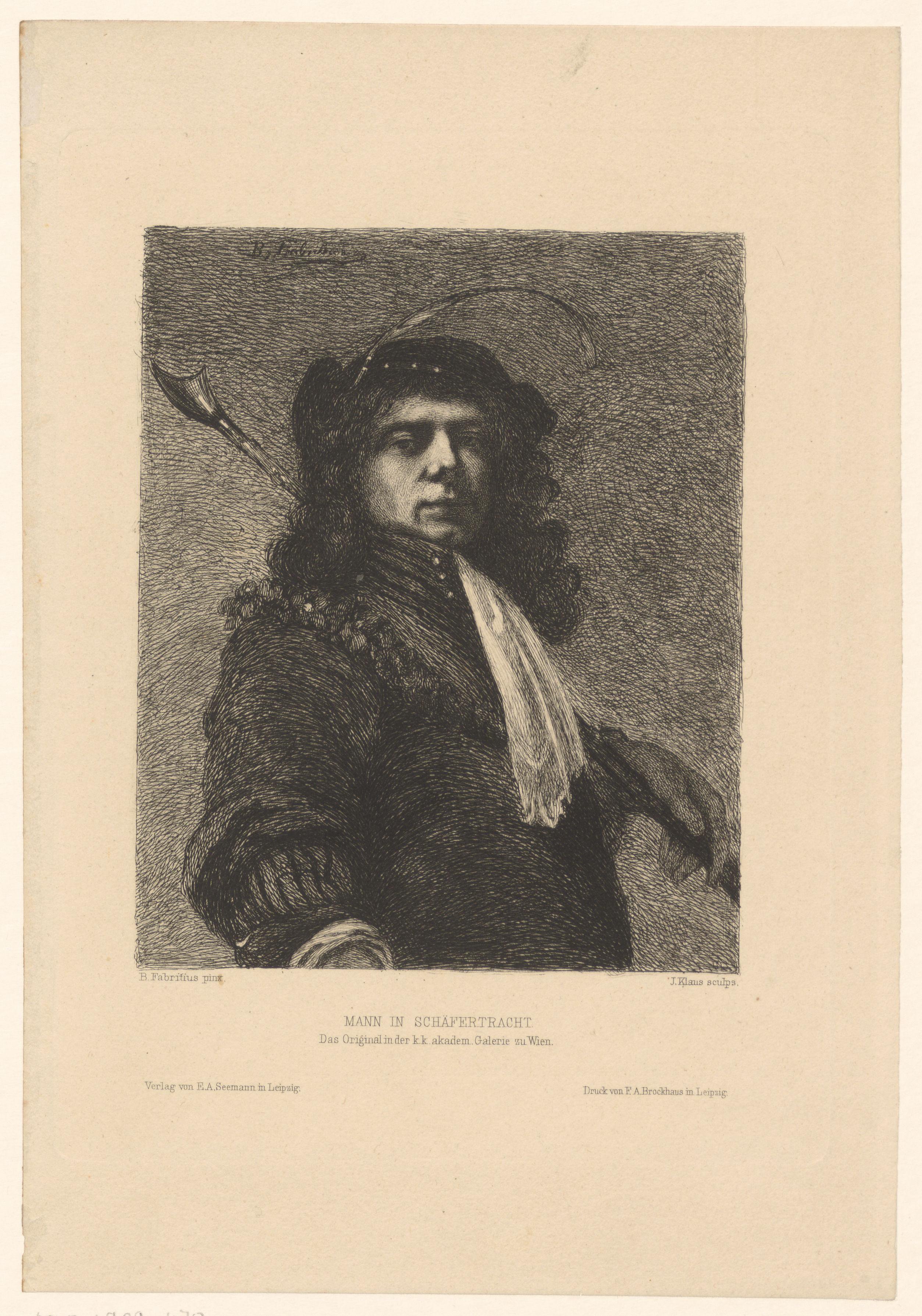 Portret van een onbekende man als herder gekleed