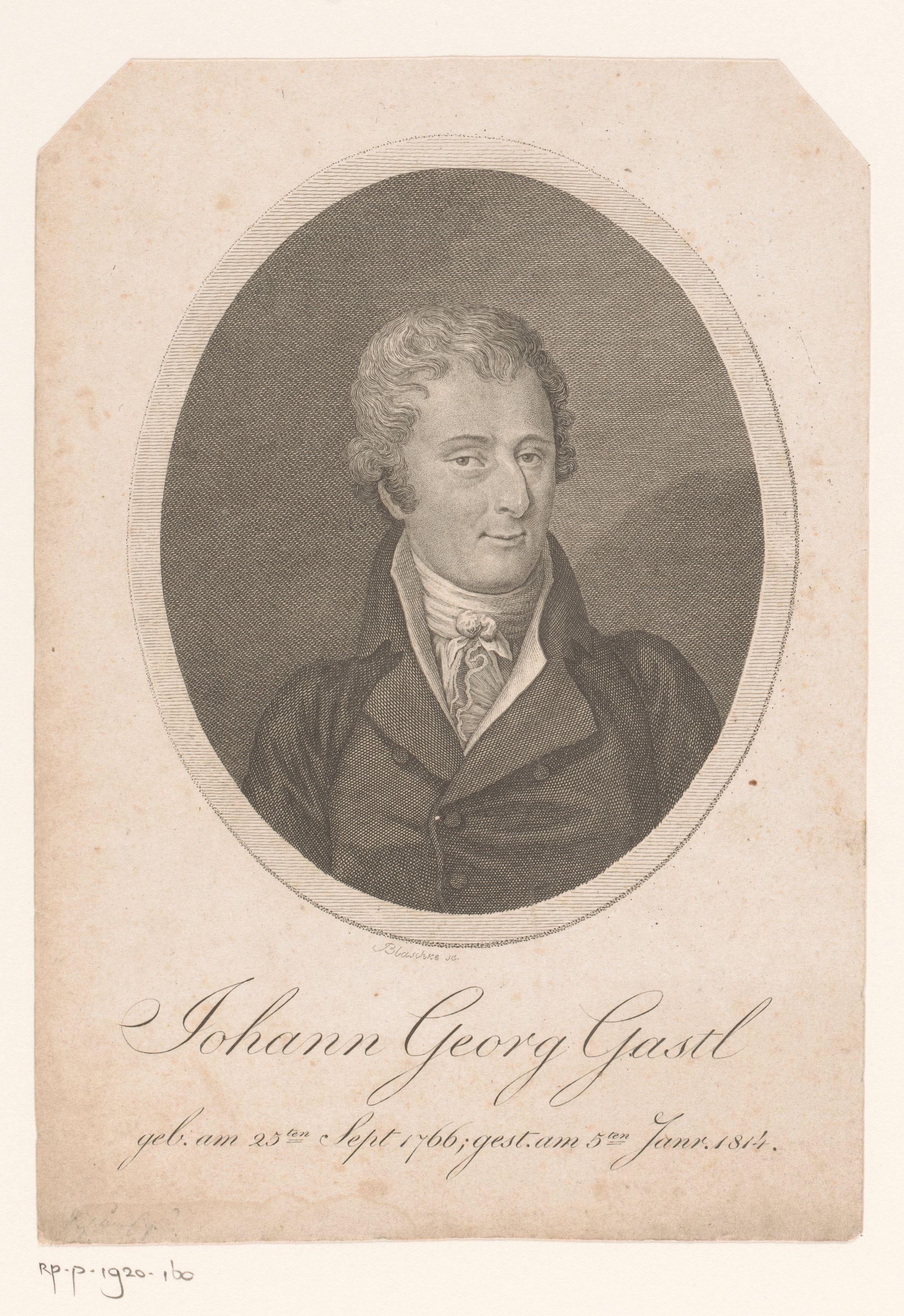 Portret van Johann Georg Gastl