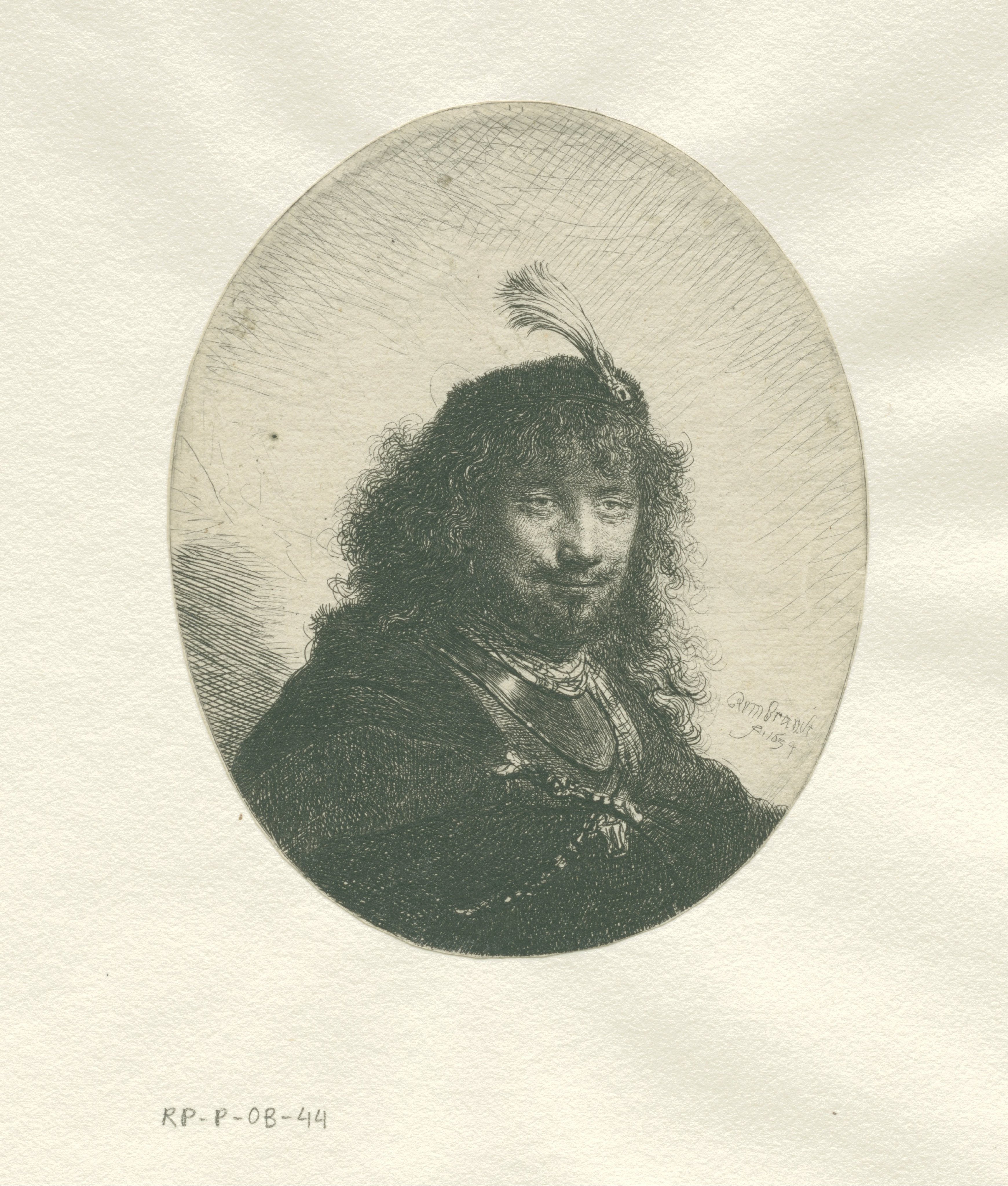 Self-portrait (?) with plumed cap