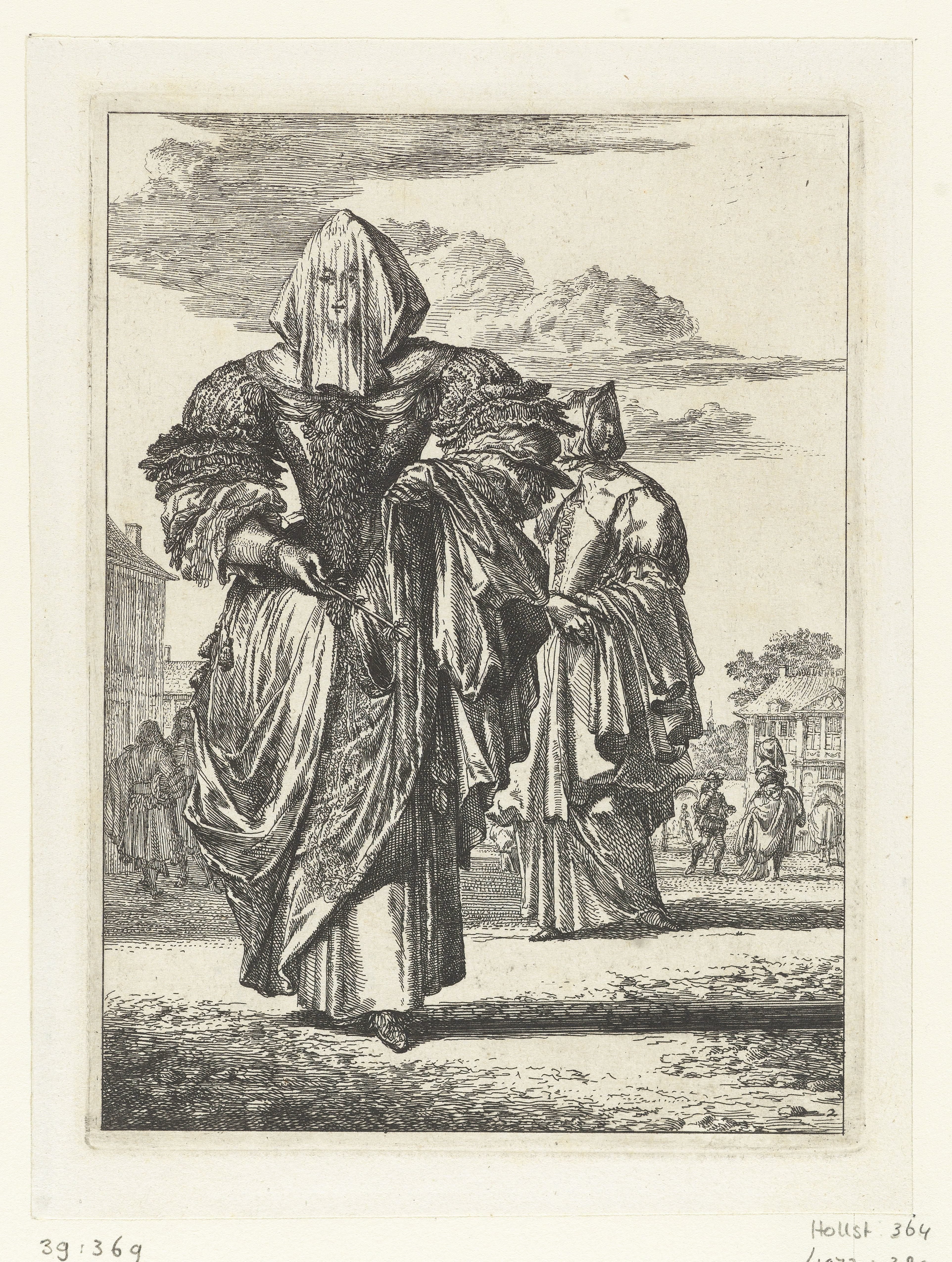 Figures à la mode, no. 2: gesluierde dame