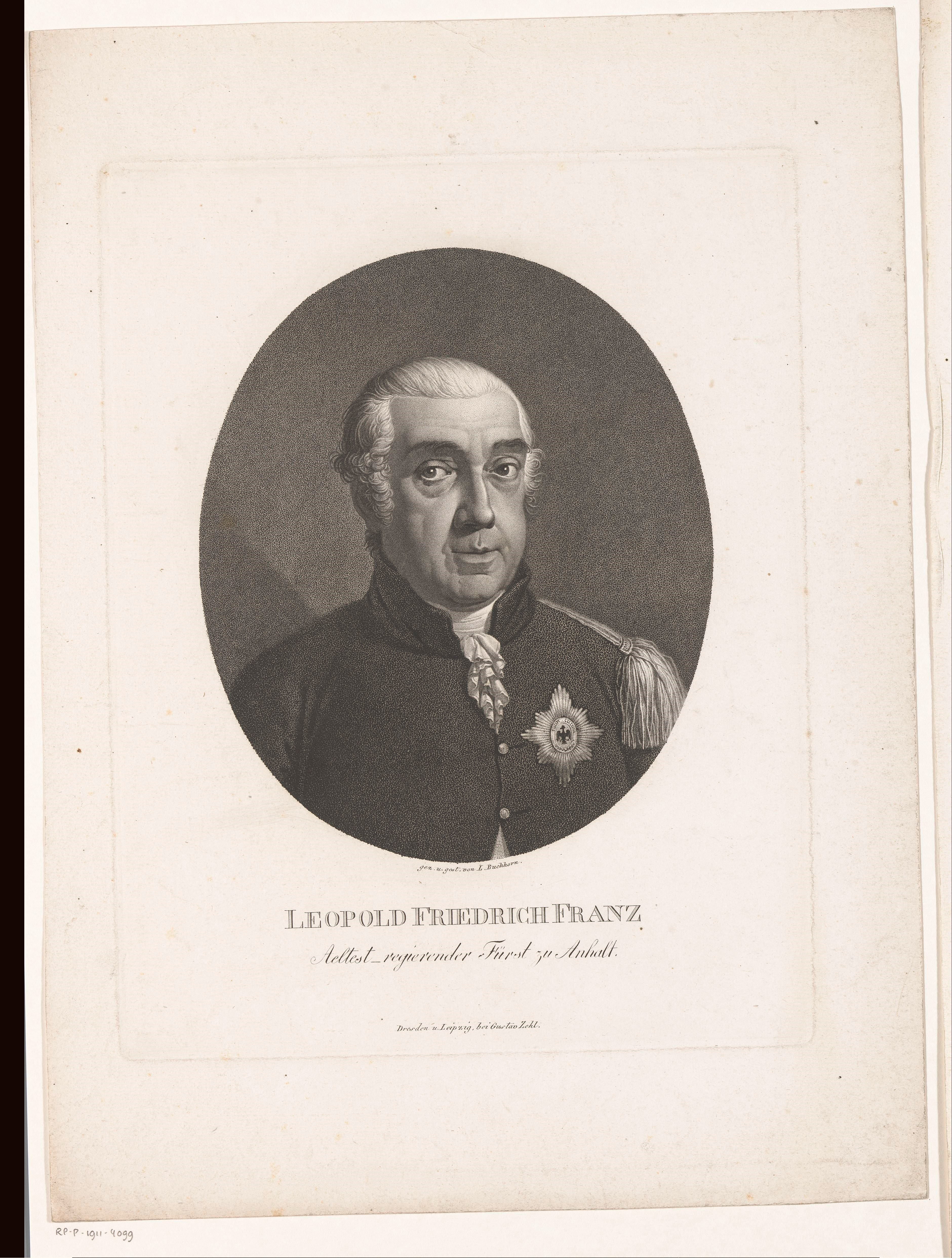 Portret van Leopold III Friedrich Franz von Anhalt-Dessau