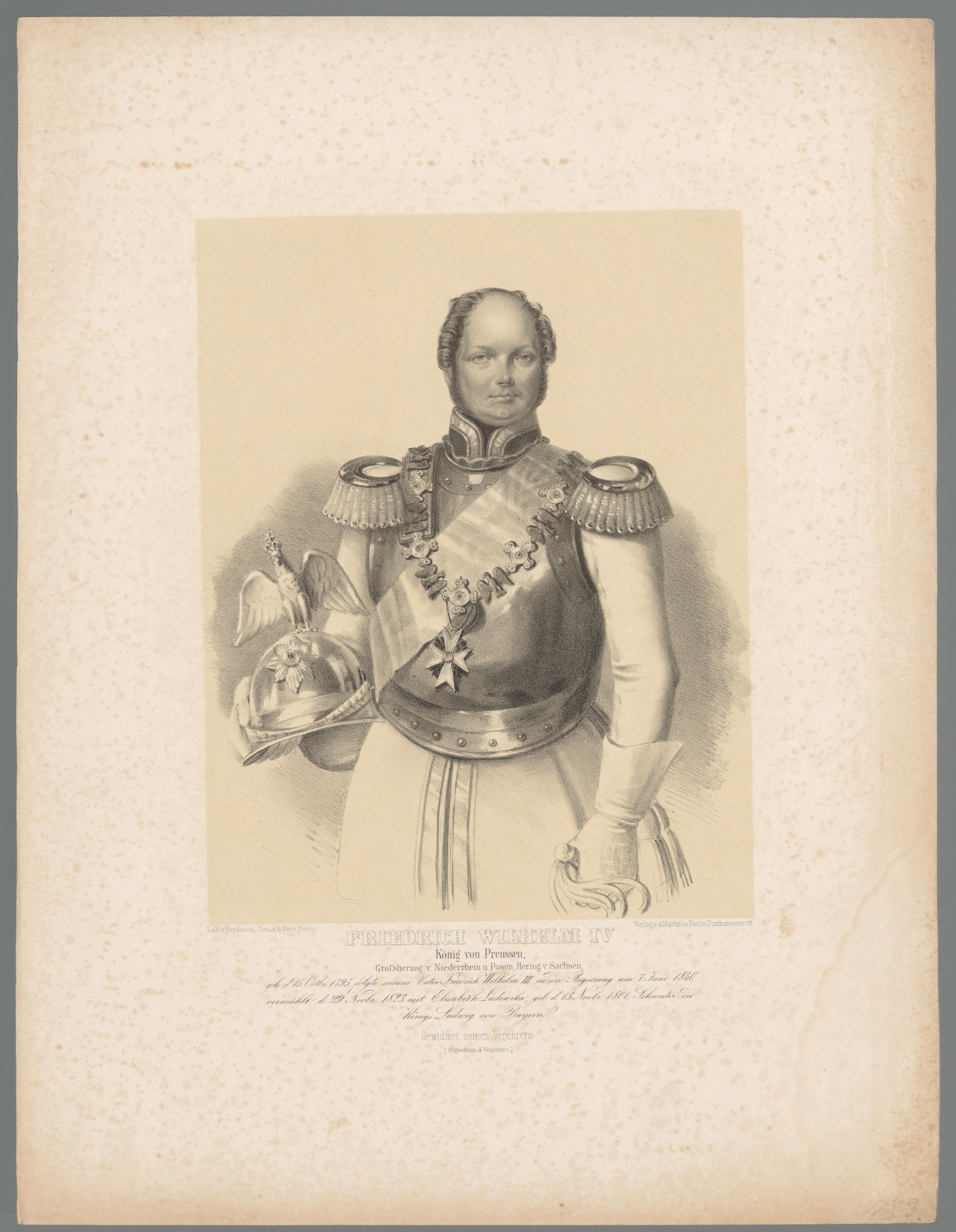 Portret van Frederik Willem IV, koning van Pruisen