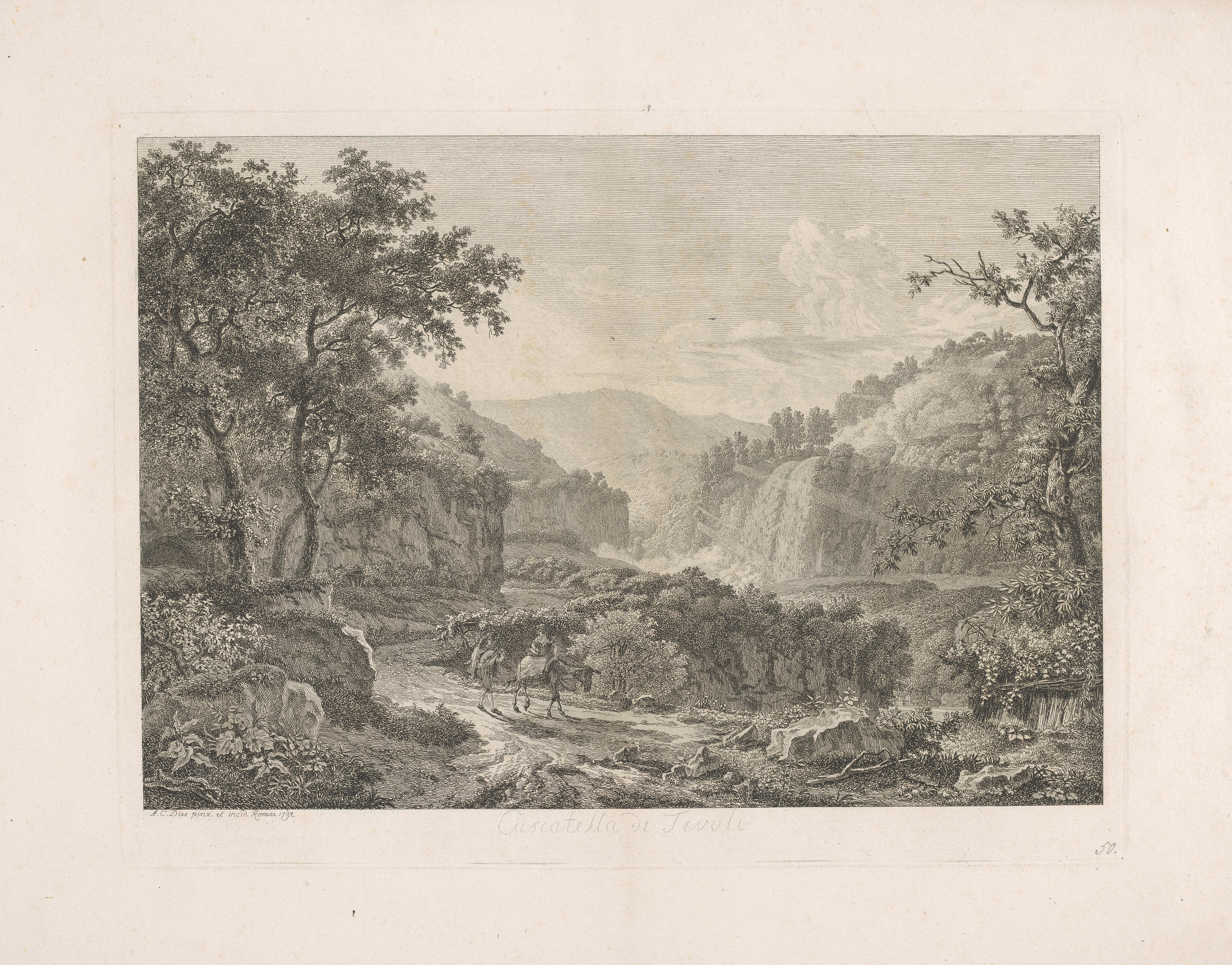 Gezicht op de watervallen van Tivoli