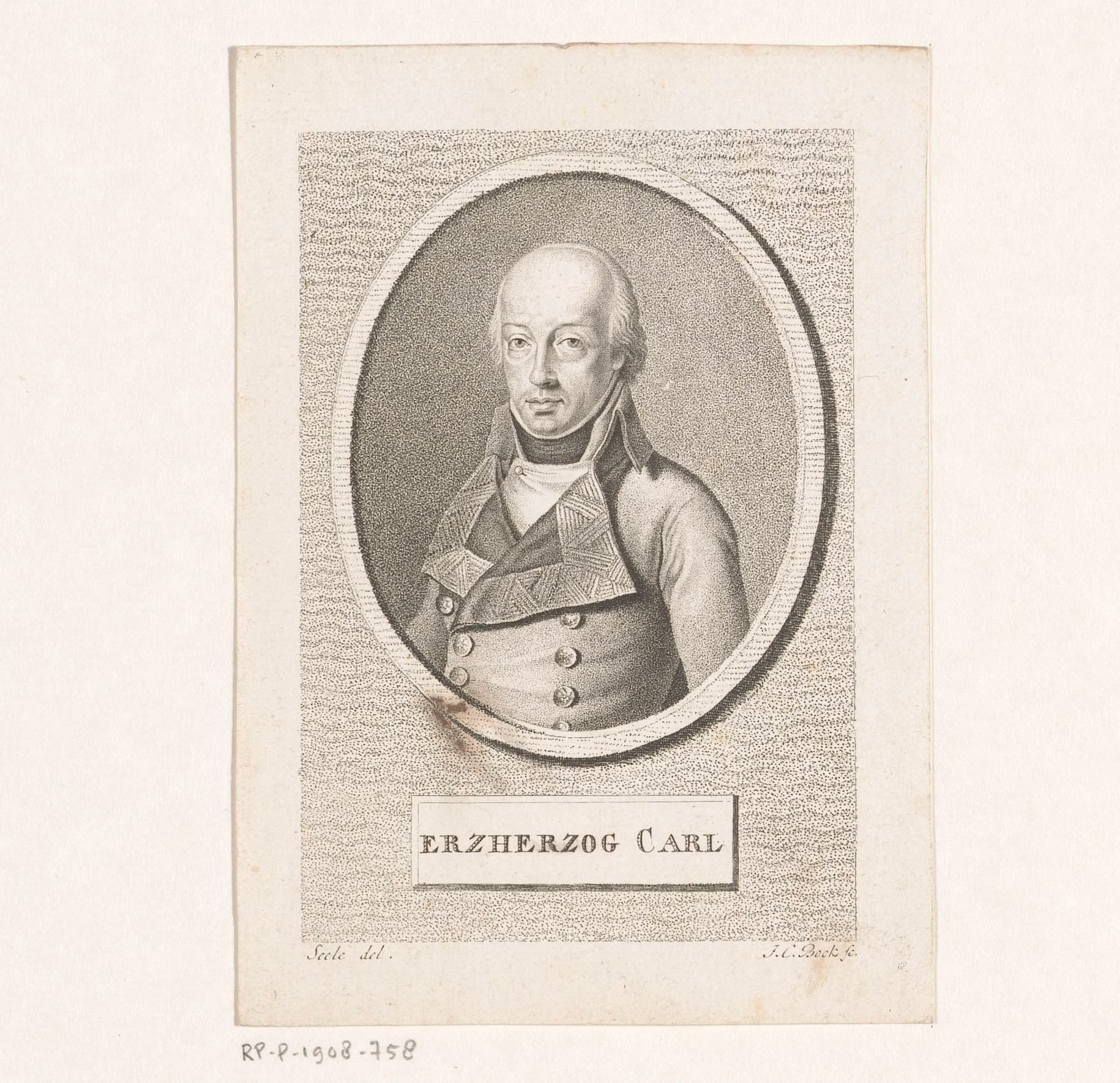 Portret van Karel Lodewijk Johan, aartshertog van Oostenrijk